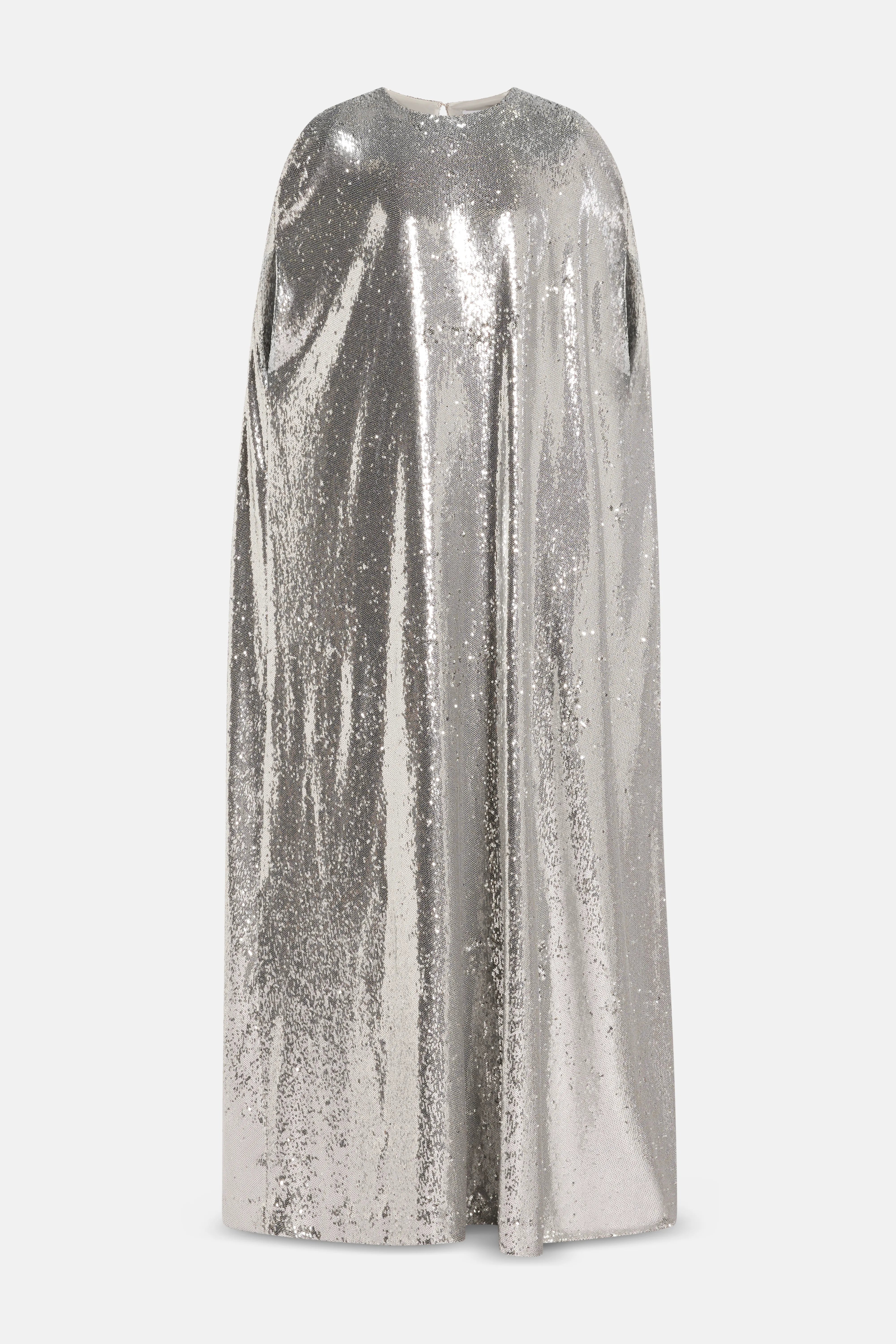 فستان سهرة من إيليونور بالترتر باللون الفضي