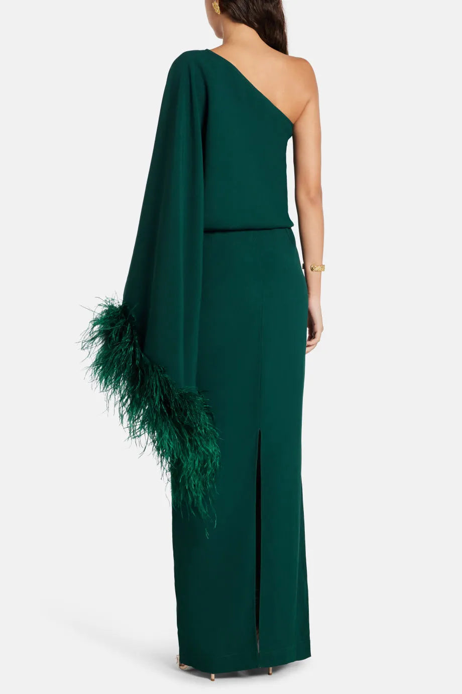 Feathered Eternity One Shoulder Maxi Dress