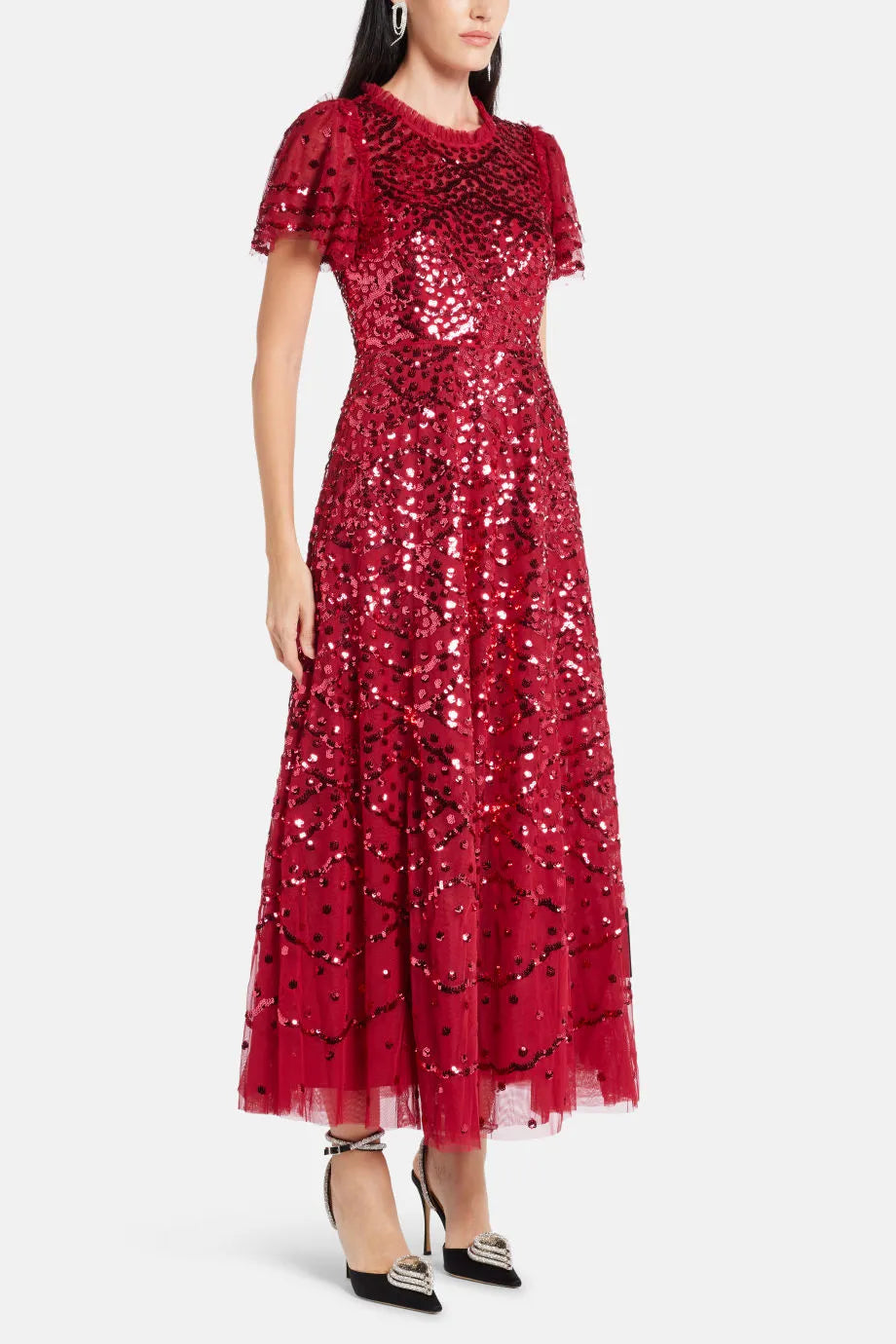 Deco Dot Sequin Evening Dress