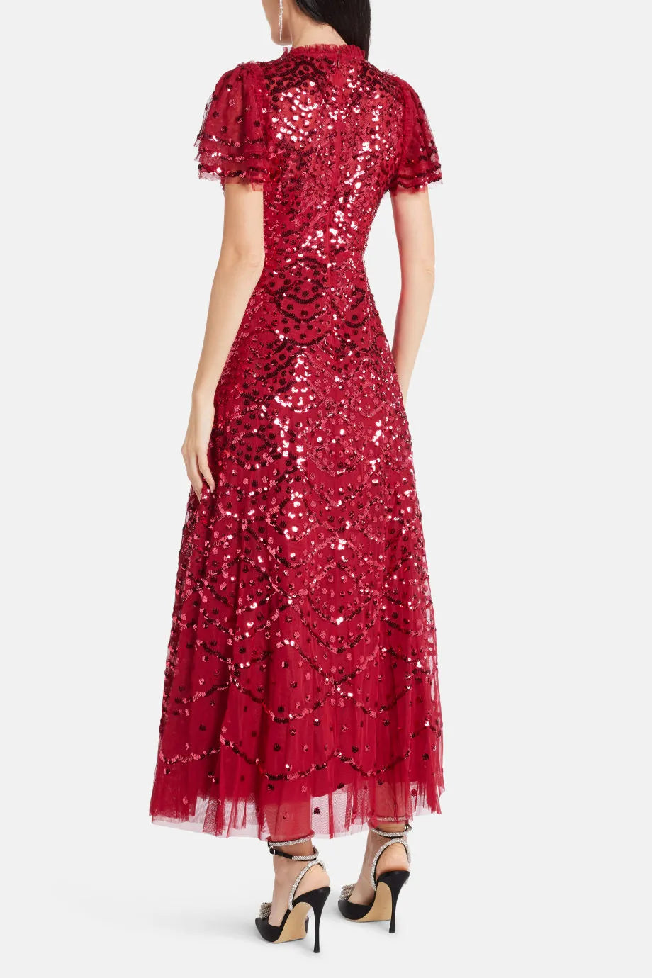 Deco Dot Sequin Evening Dress