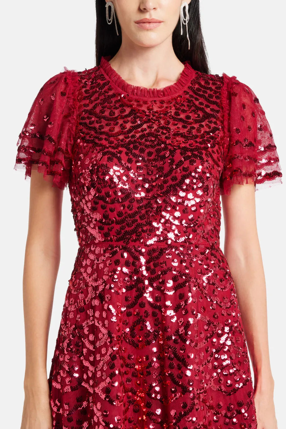 Deco Dot Sequin Evening Dress