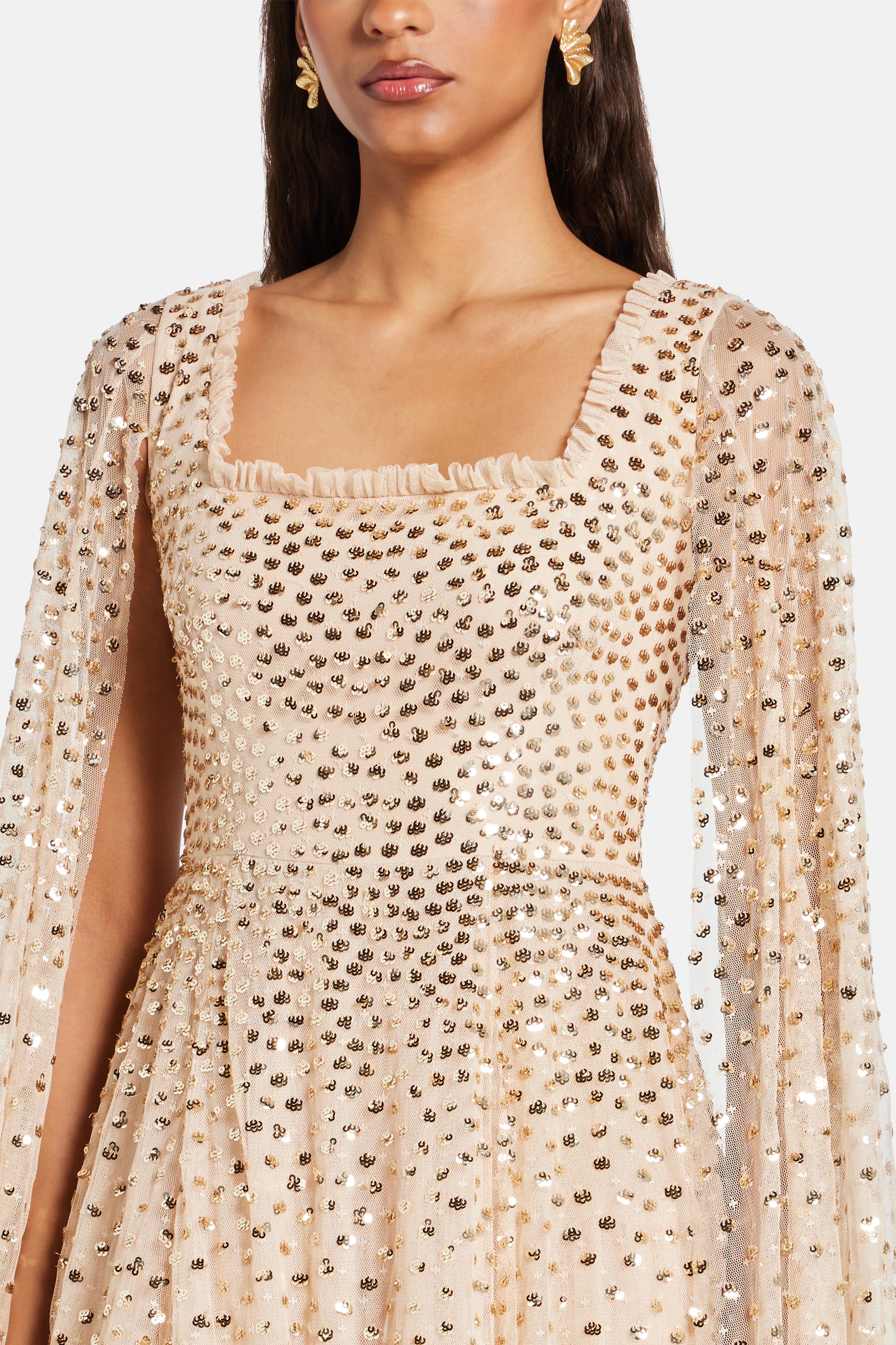 Scatter Dot Cape Evening Dress