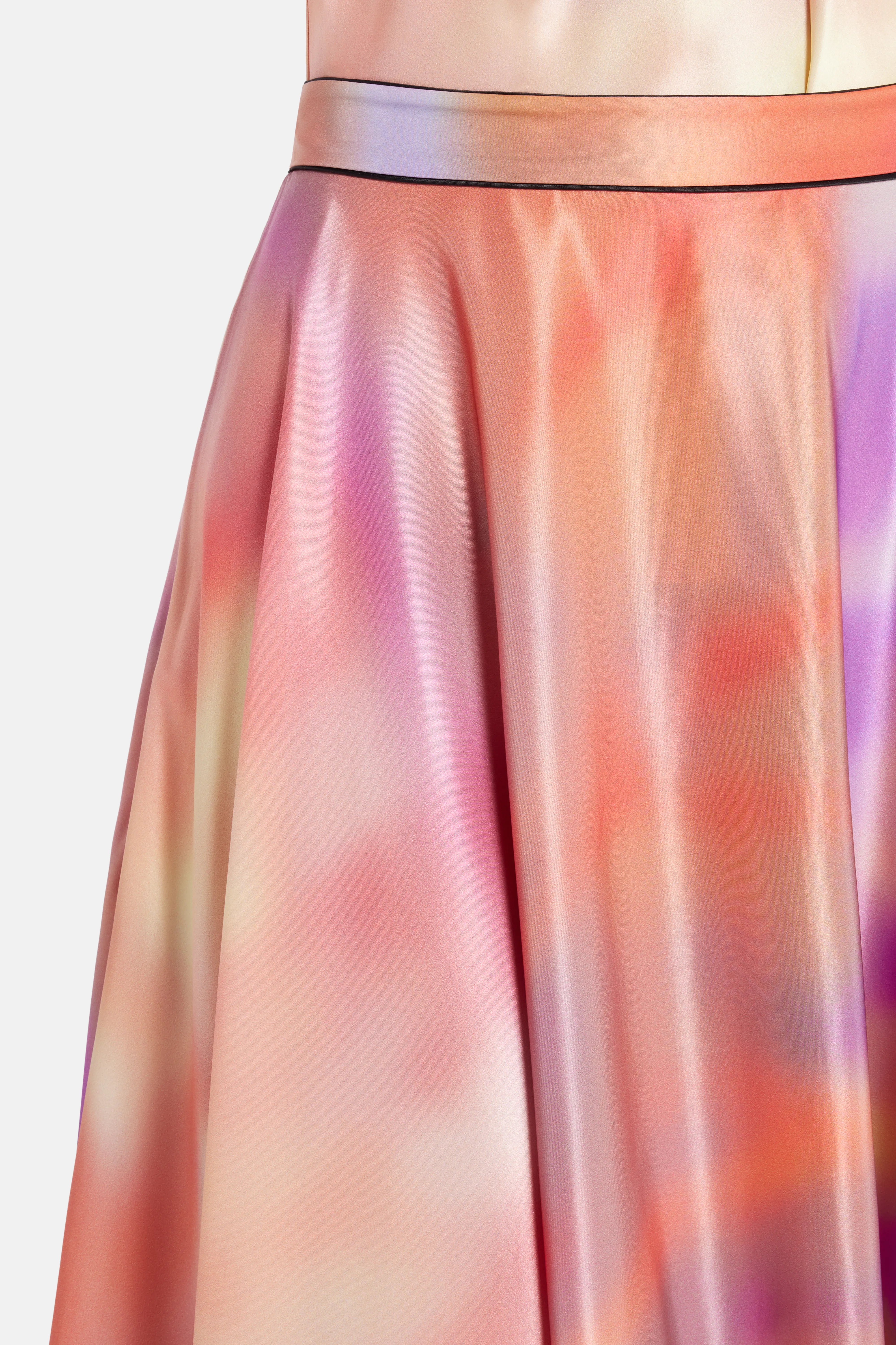Ameera Printed Silk Blend Maxi Skirt in Orange/ Pink