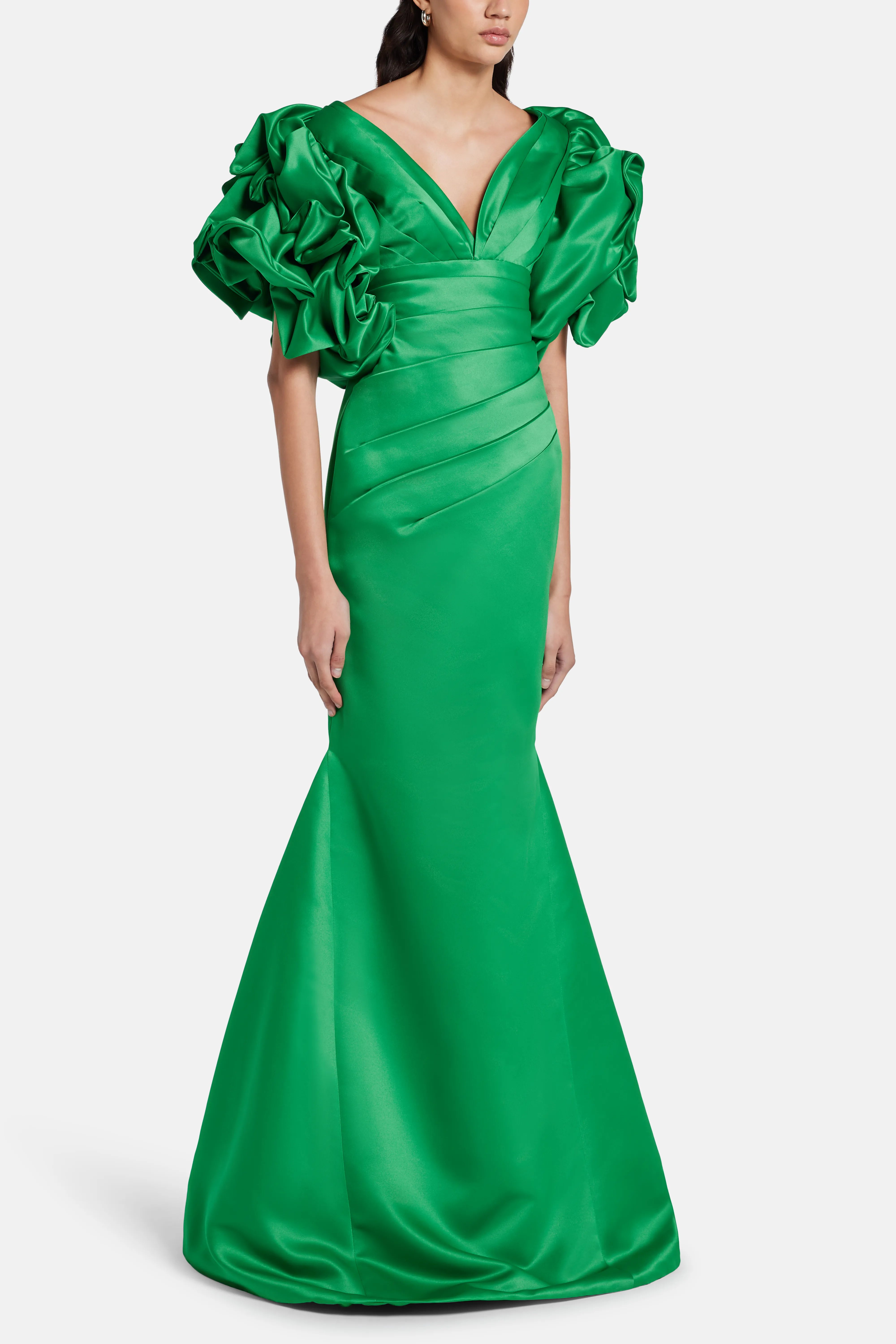 Puff Sleeves Evening Gown