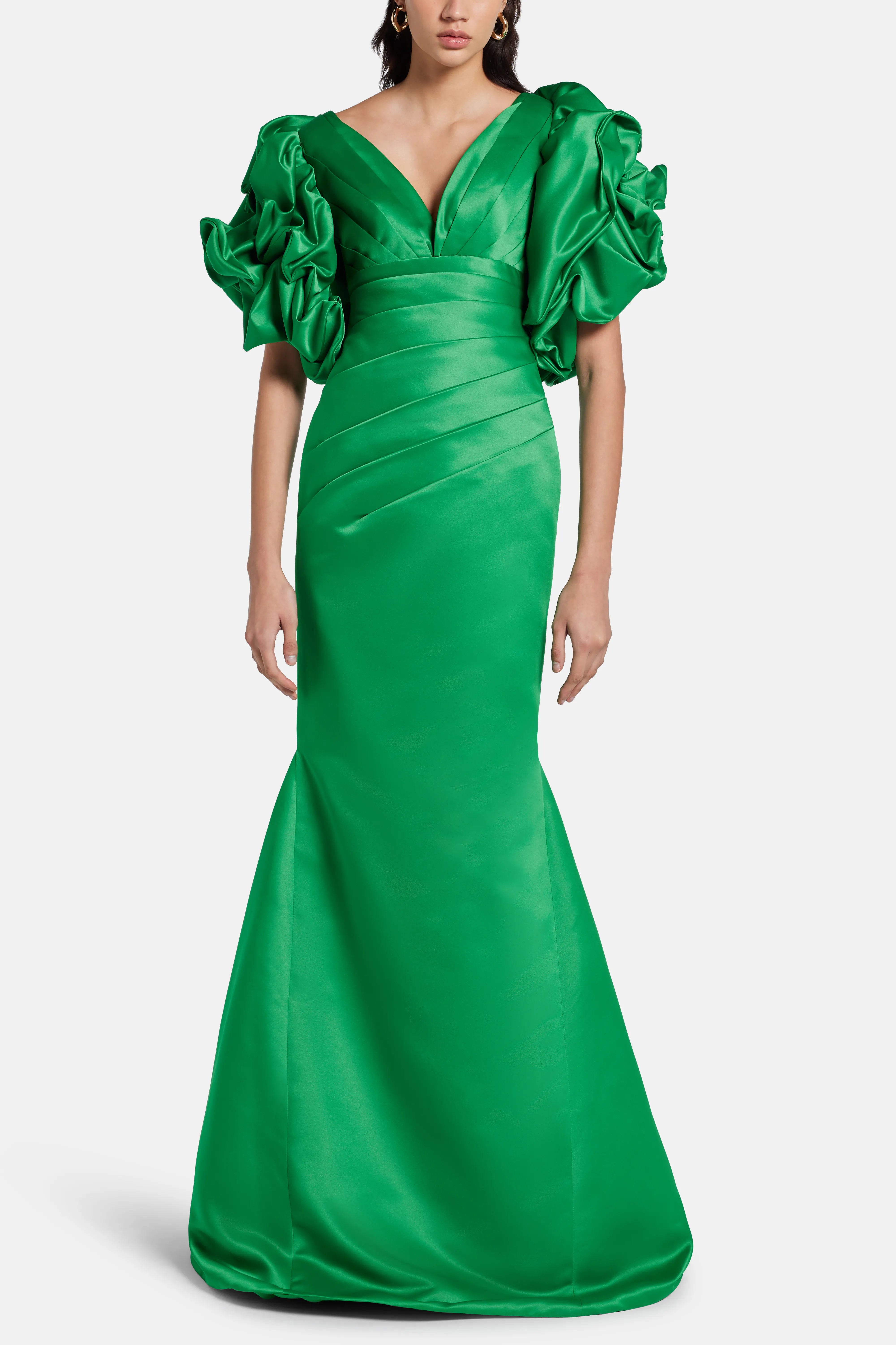 Puff Sleeves Evening Gown