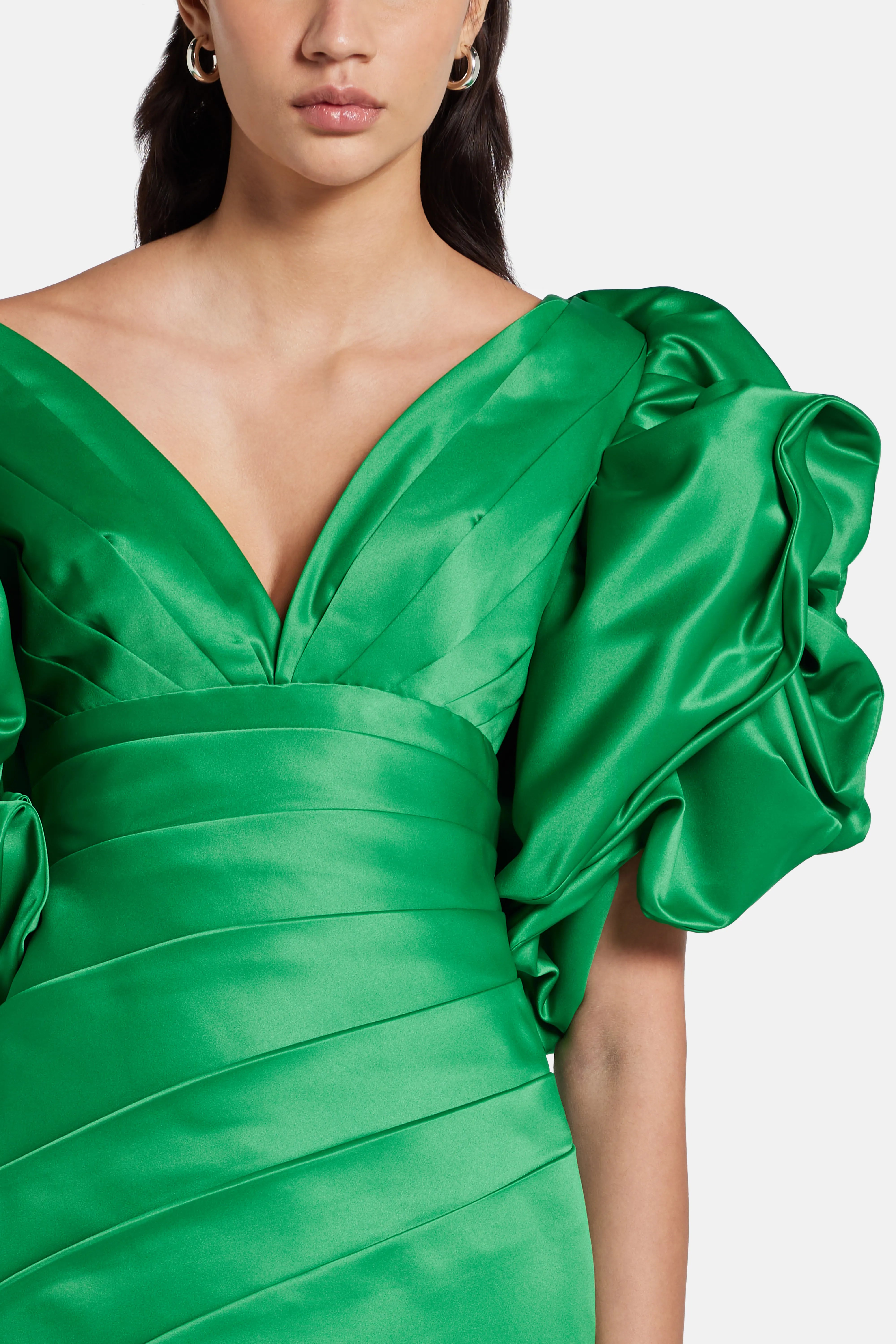 Puff Sleeves Evening Gown
