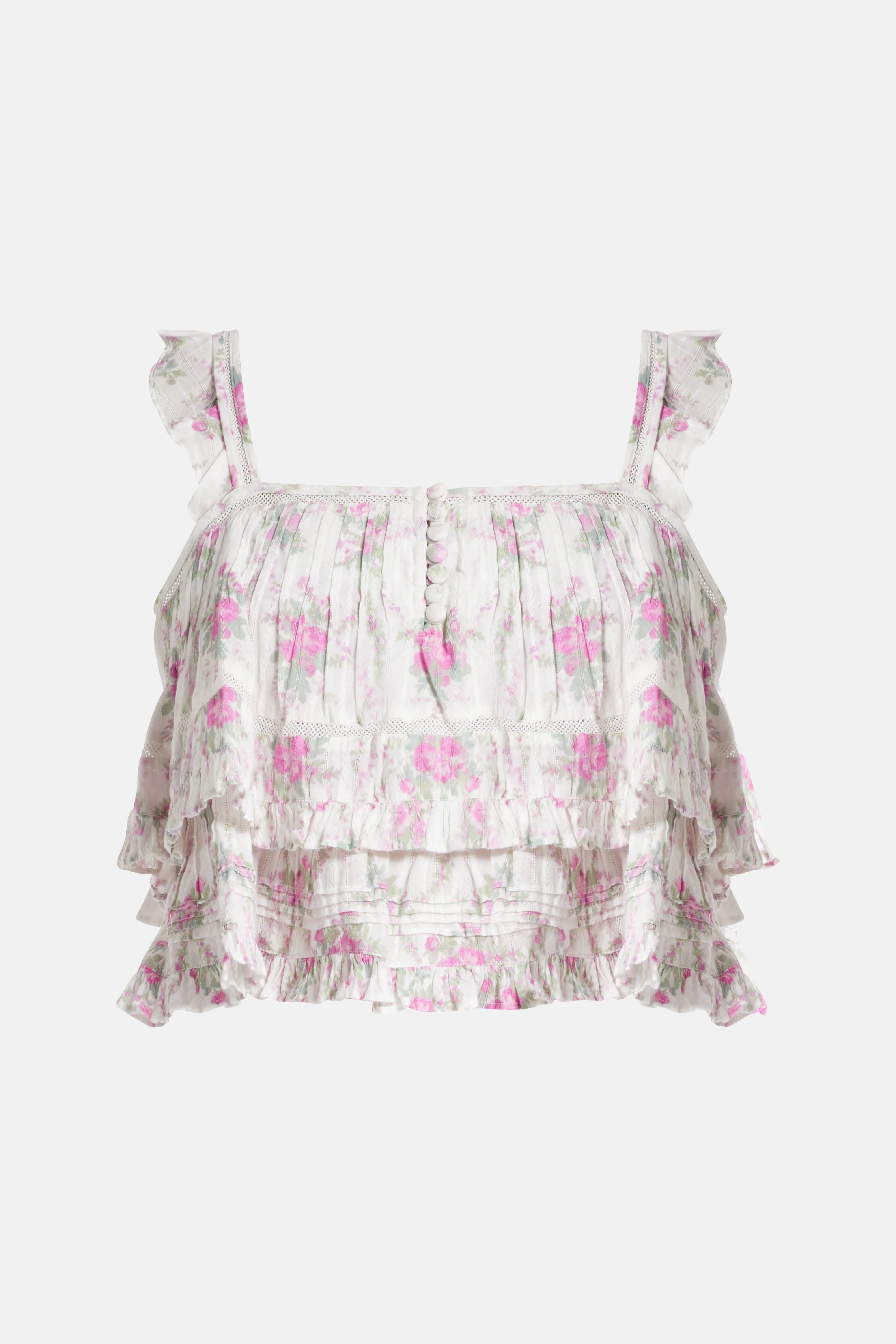 بلوزة فيولا فيلد فيكتوريان نوفالي قطنية بدون أكمام باللون الأبيض/الوردي