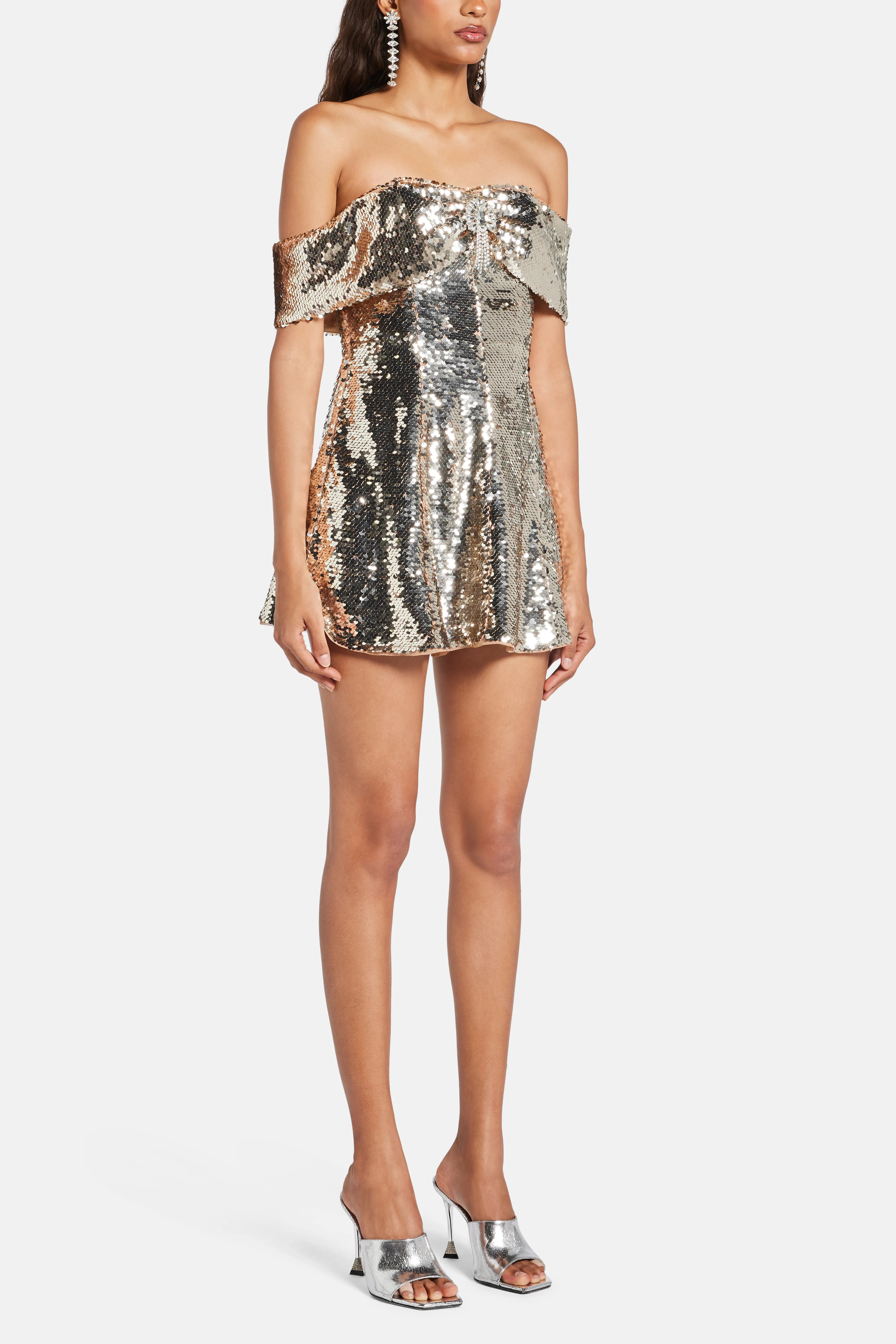 Sequin Off Shoulder Mini Dress