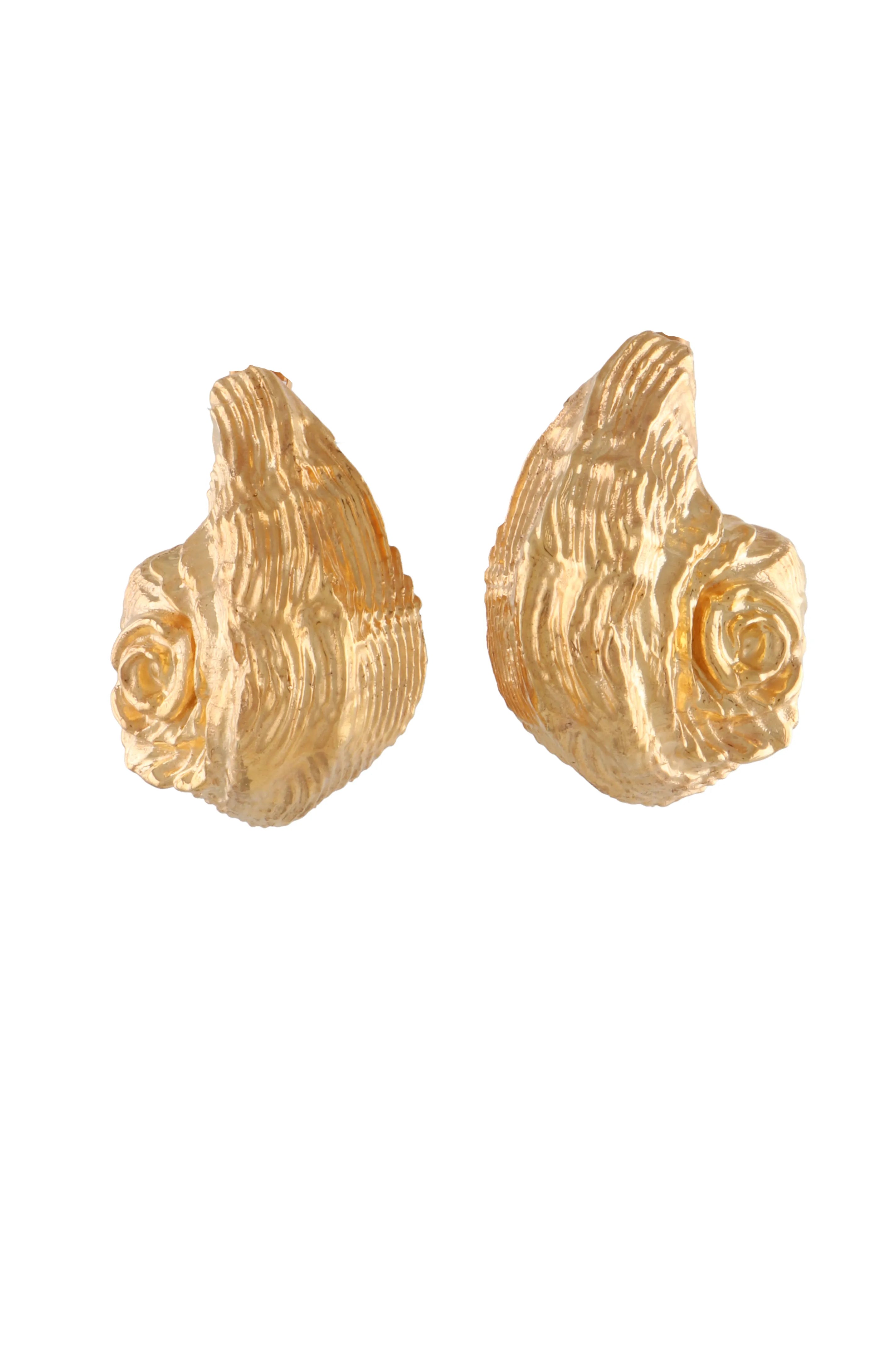 Statement Seashell Hoop Earrings in Gold