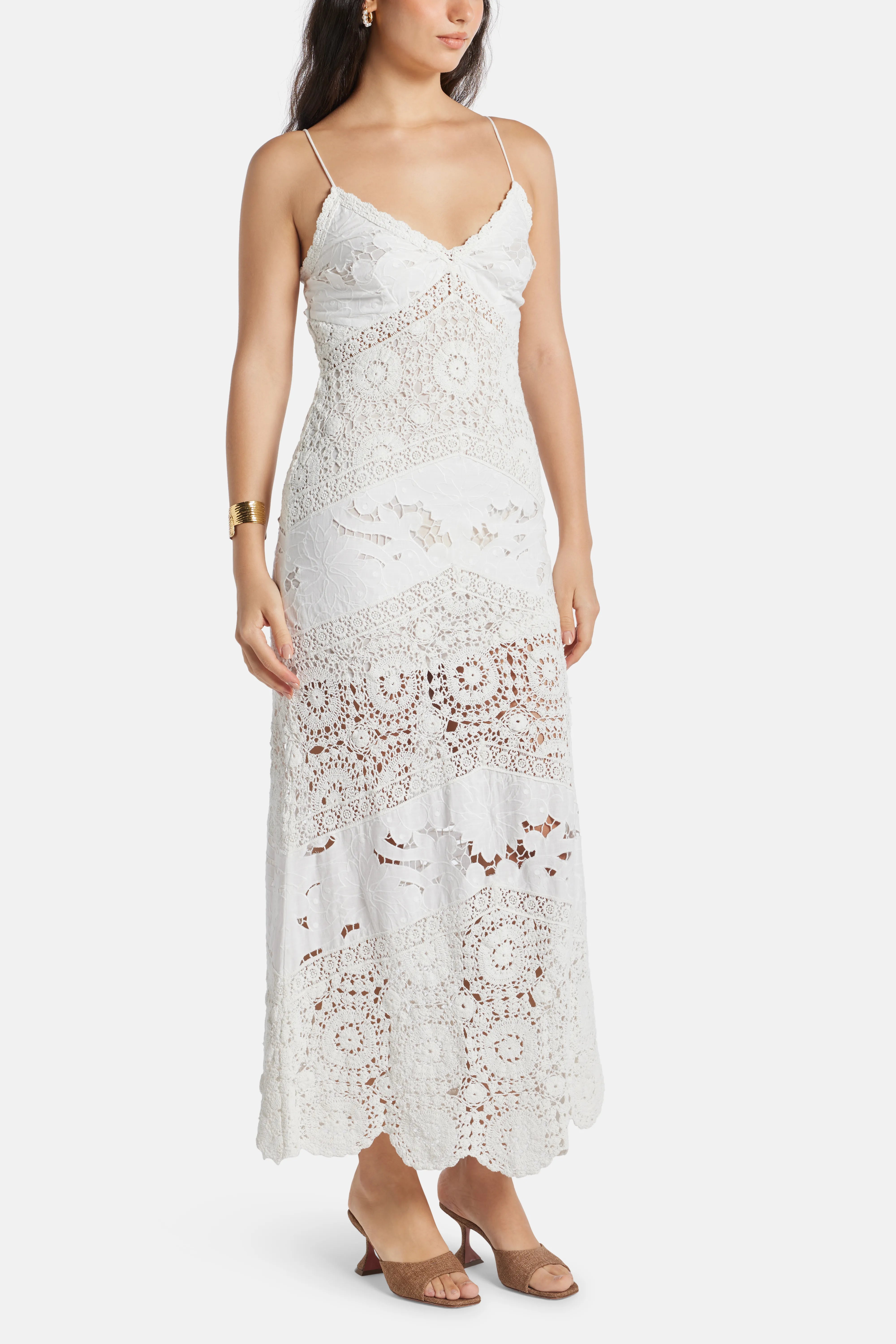 Revoires Sleeveless Cotton Maxi Dress in White