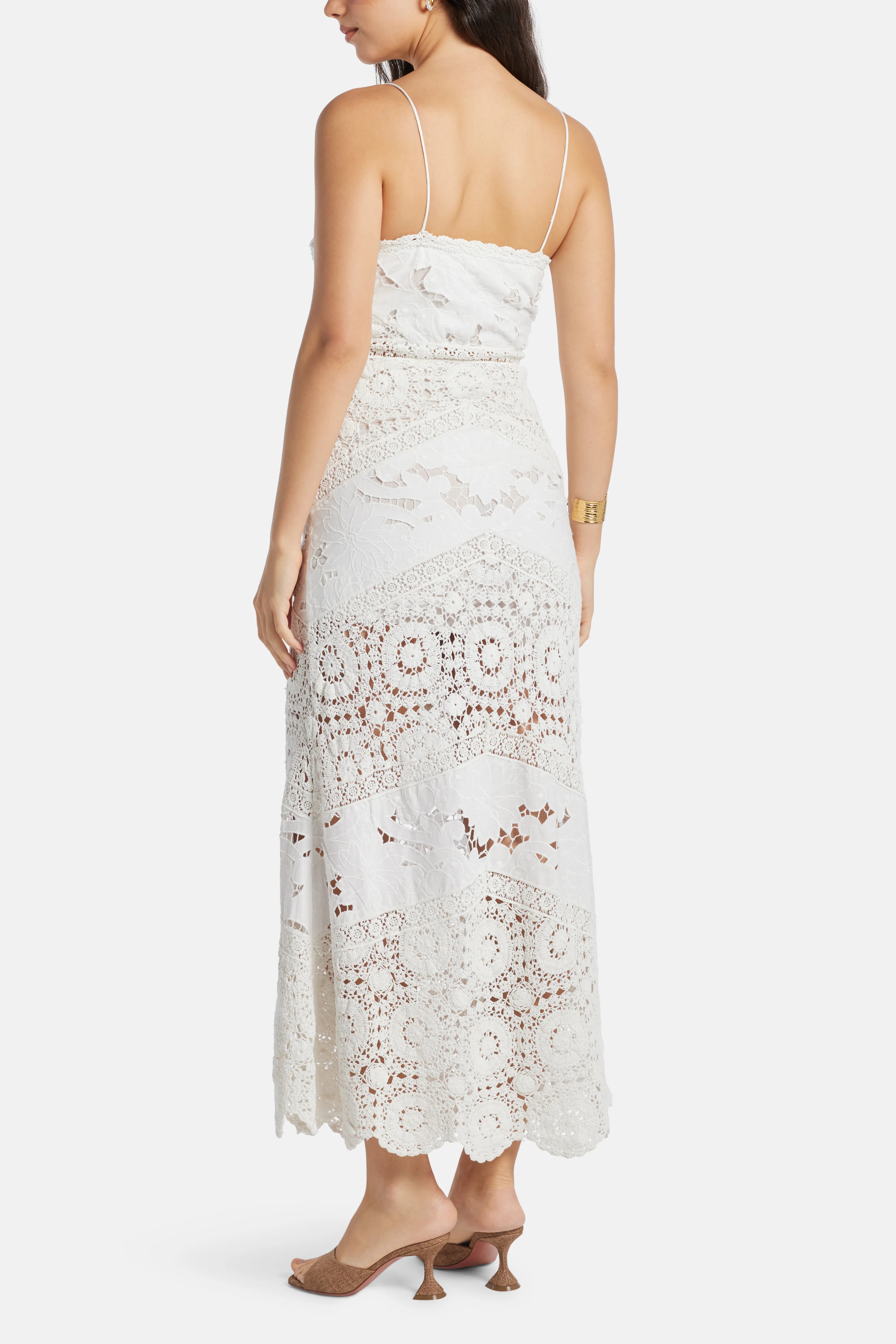 Revoires Sleeveless Cotton Maxi Dress in White