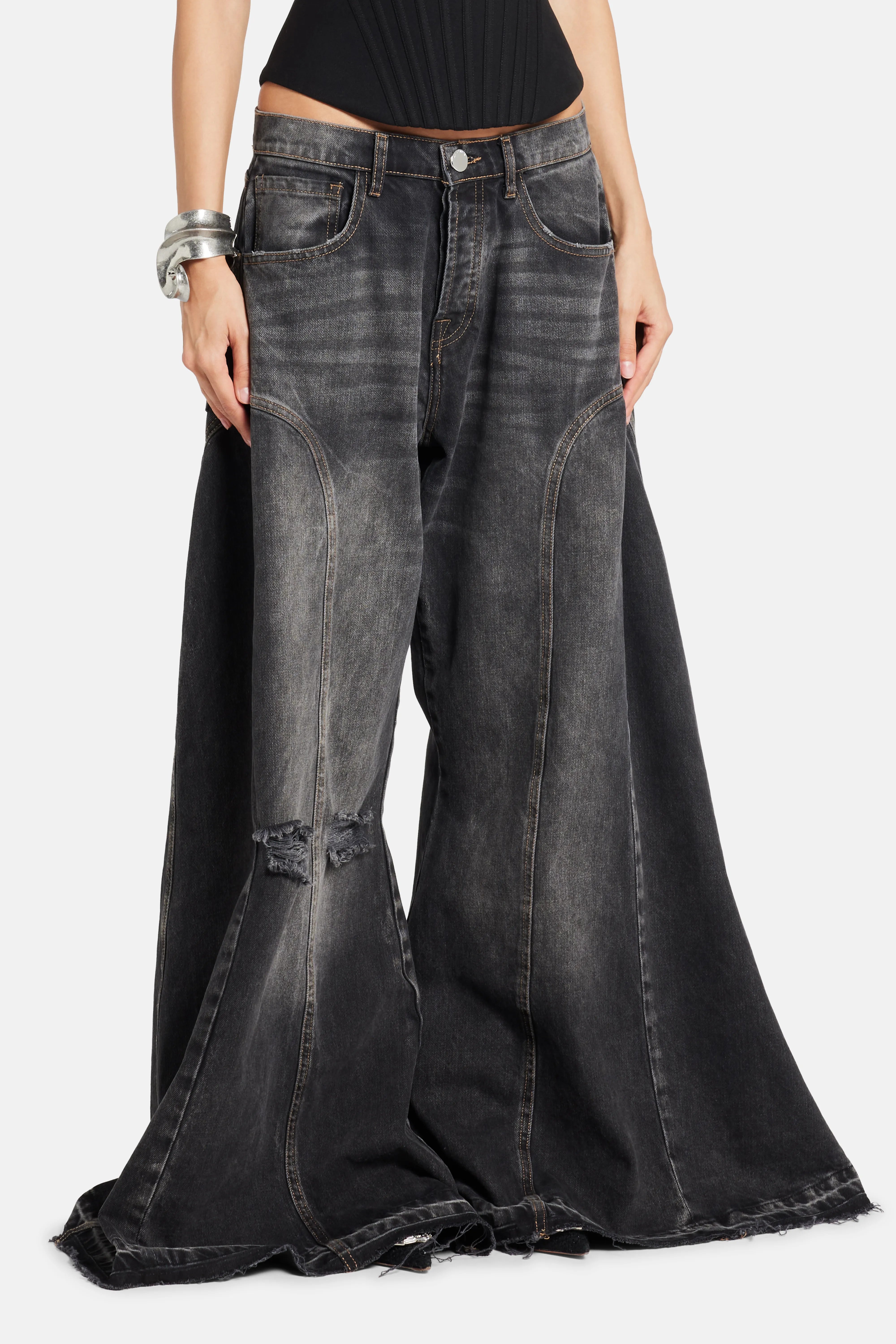 MK Signature Denim Cotton Pants in Black