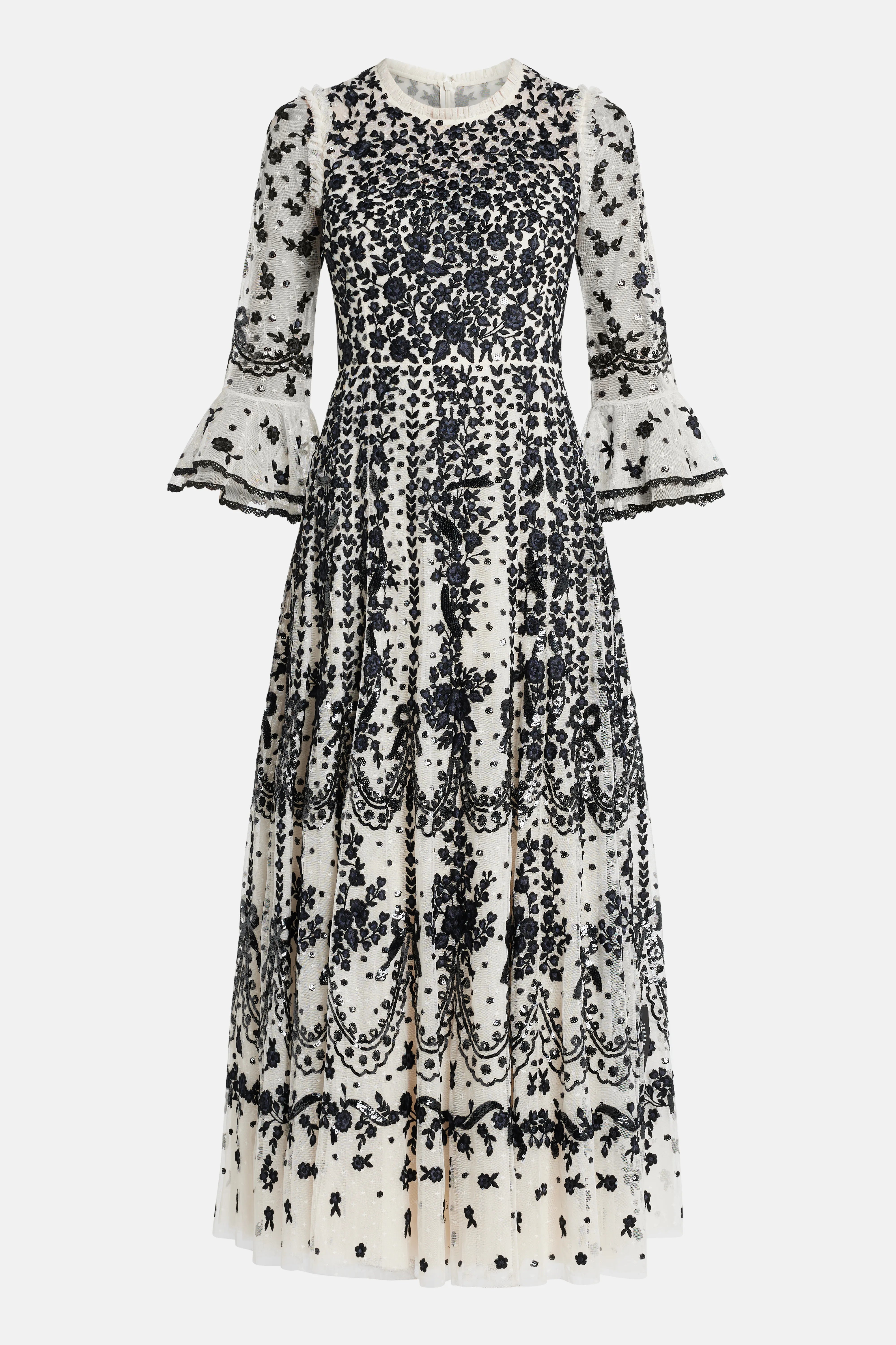Adeline Round Neck Evening Dress in Black