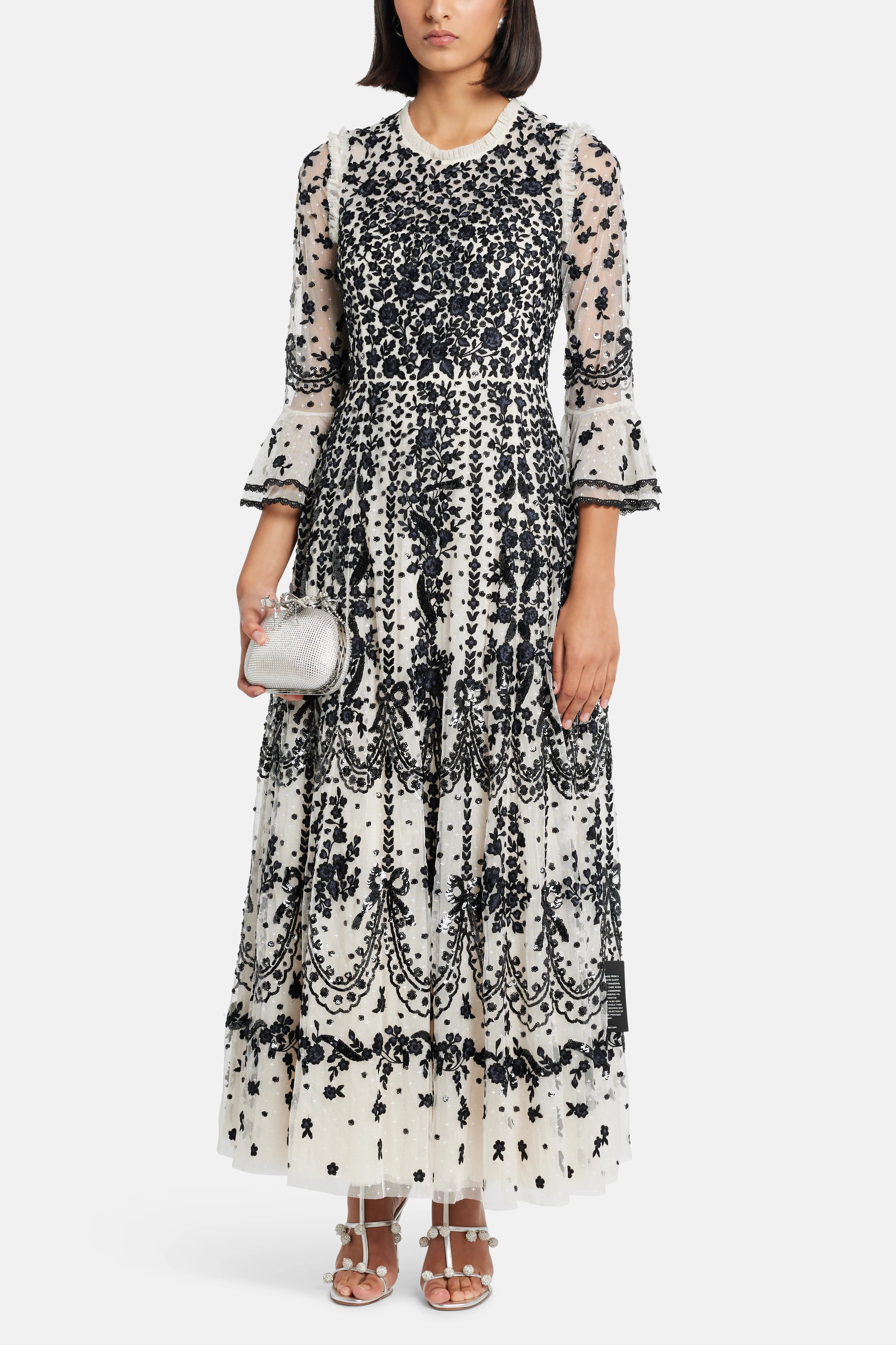 Adeline Round Neck Evening Dress in Black