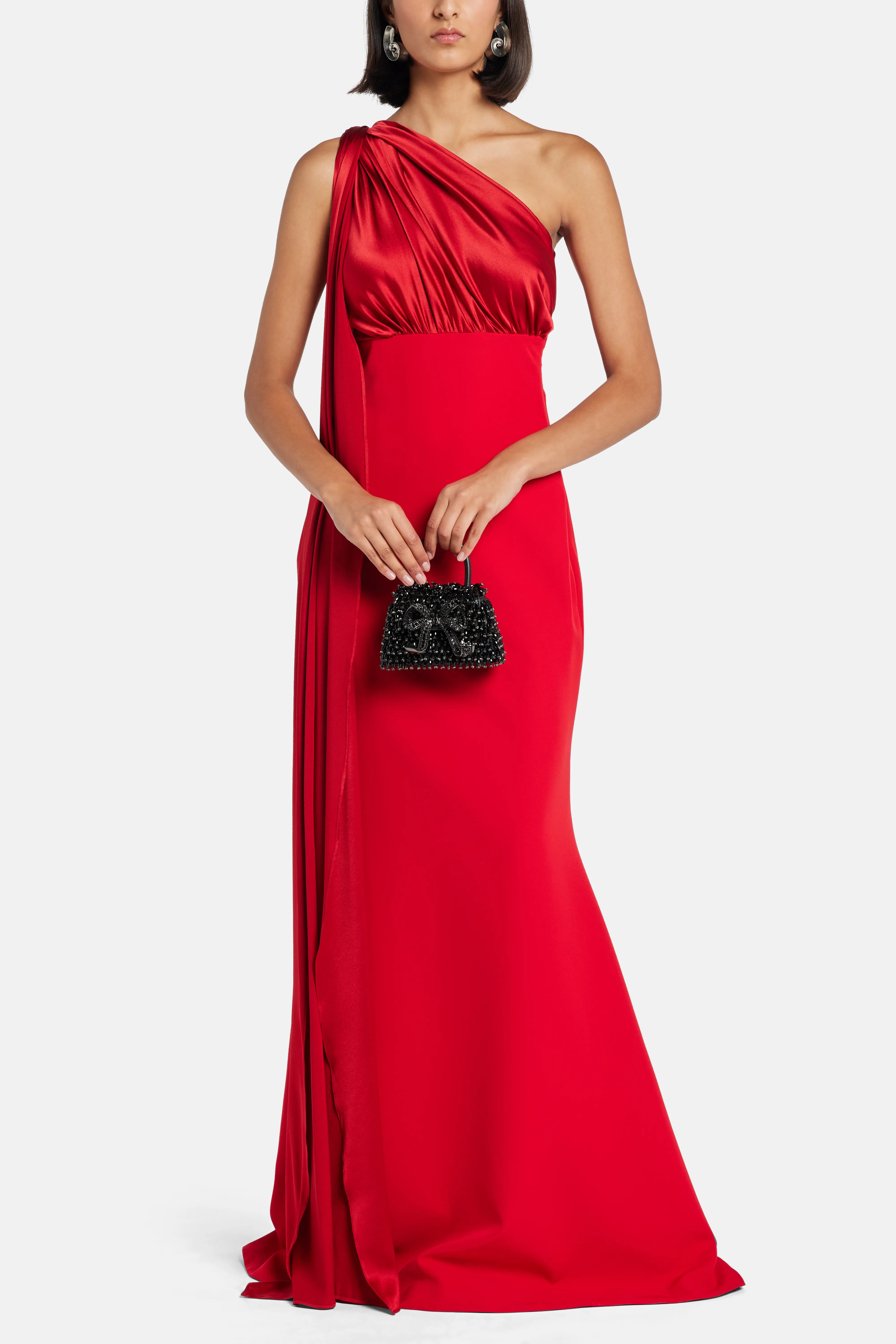 Saira One Shoulder Maxi Dress in Red