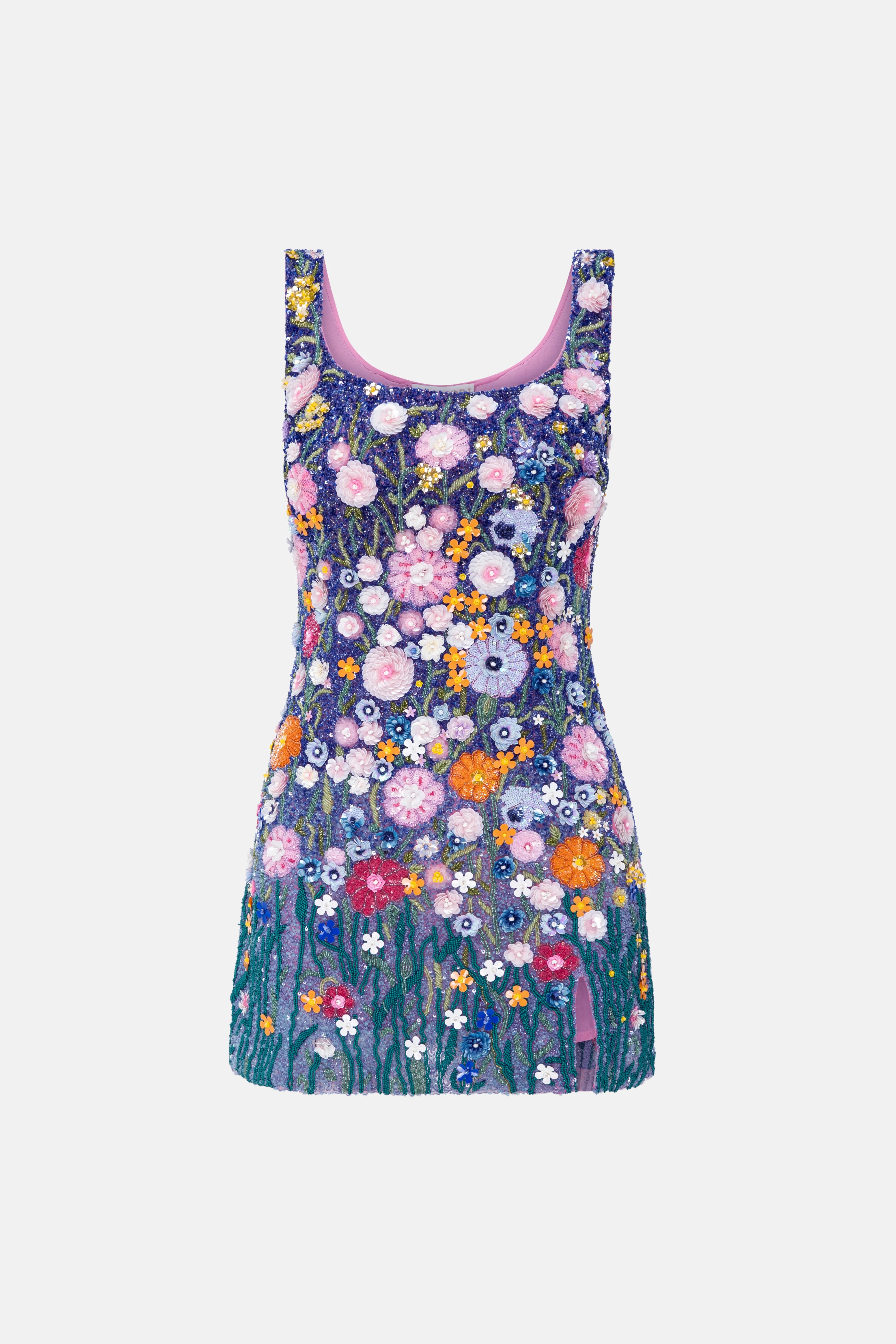 Gustav Klimt Garden Sleeveless Mini Dress In Blue
