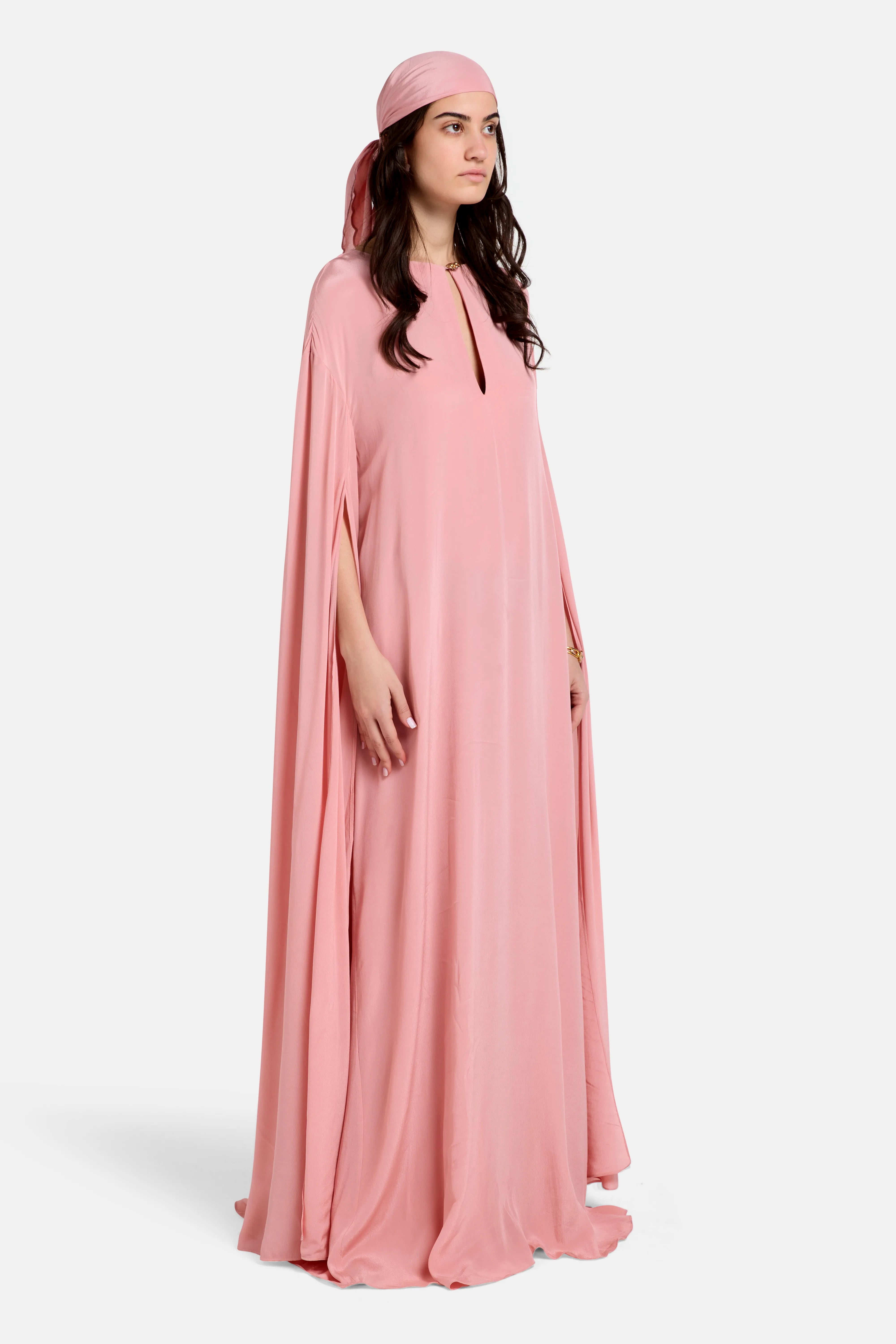 Cape Sleeves Kaftan in Pink