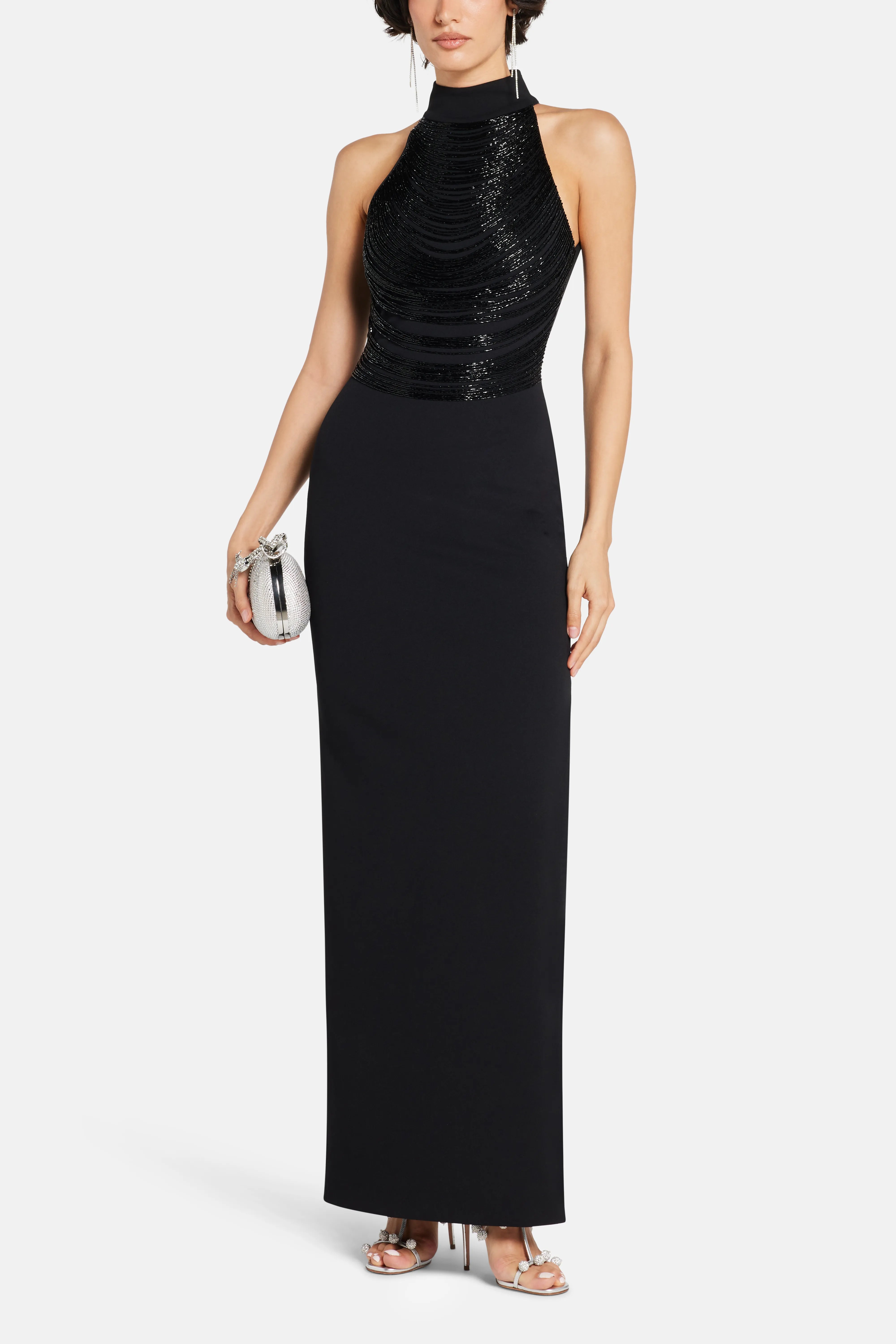 Portia Sleeveless Evening Dress in Black