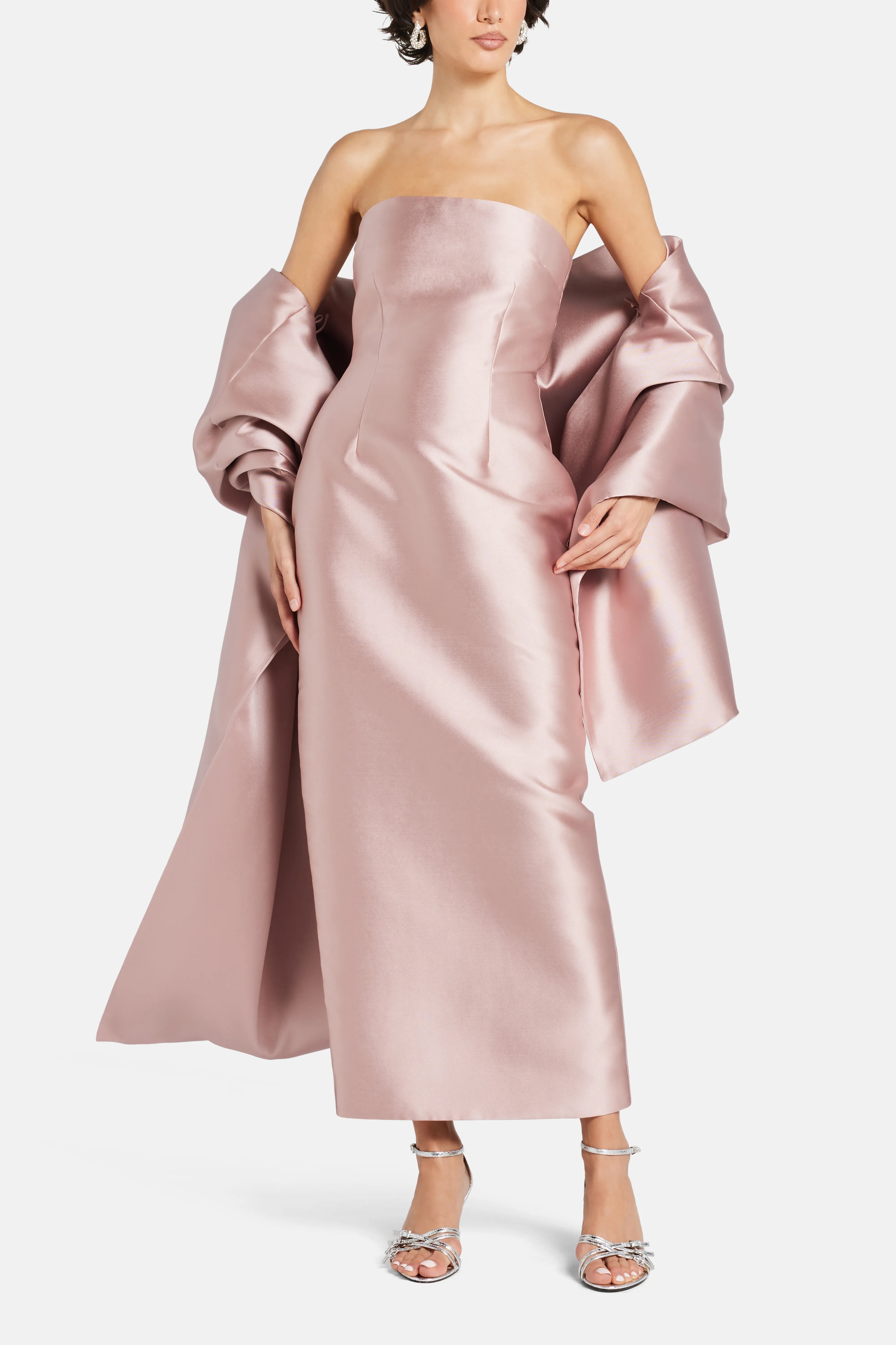 Renee Midaxi Evening Gown in Pink With Cape
