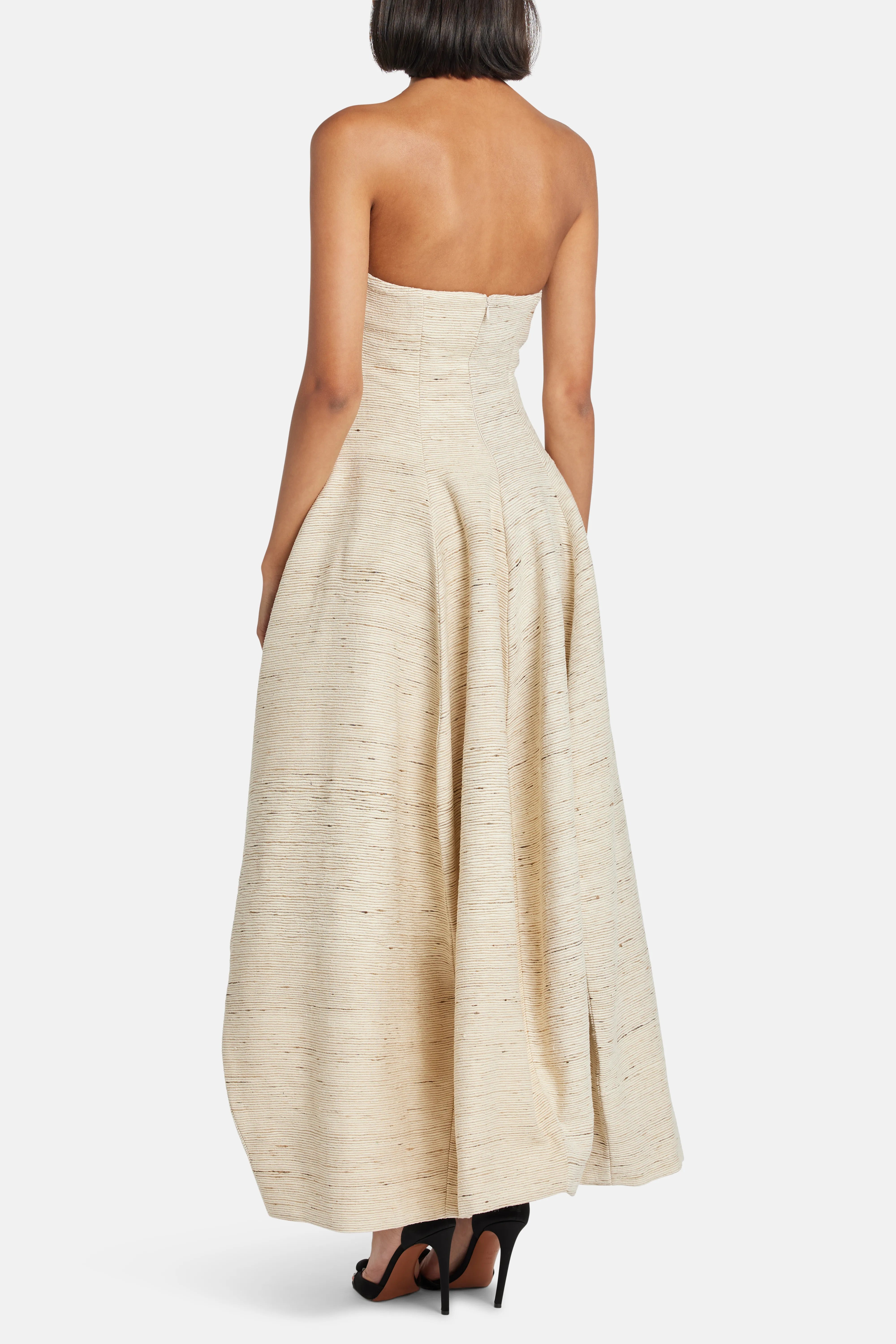 Santo Domingo Strapless Silk Maxi Dress in Beige