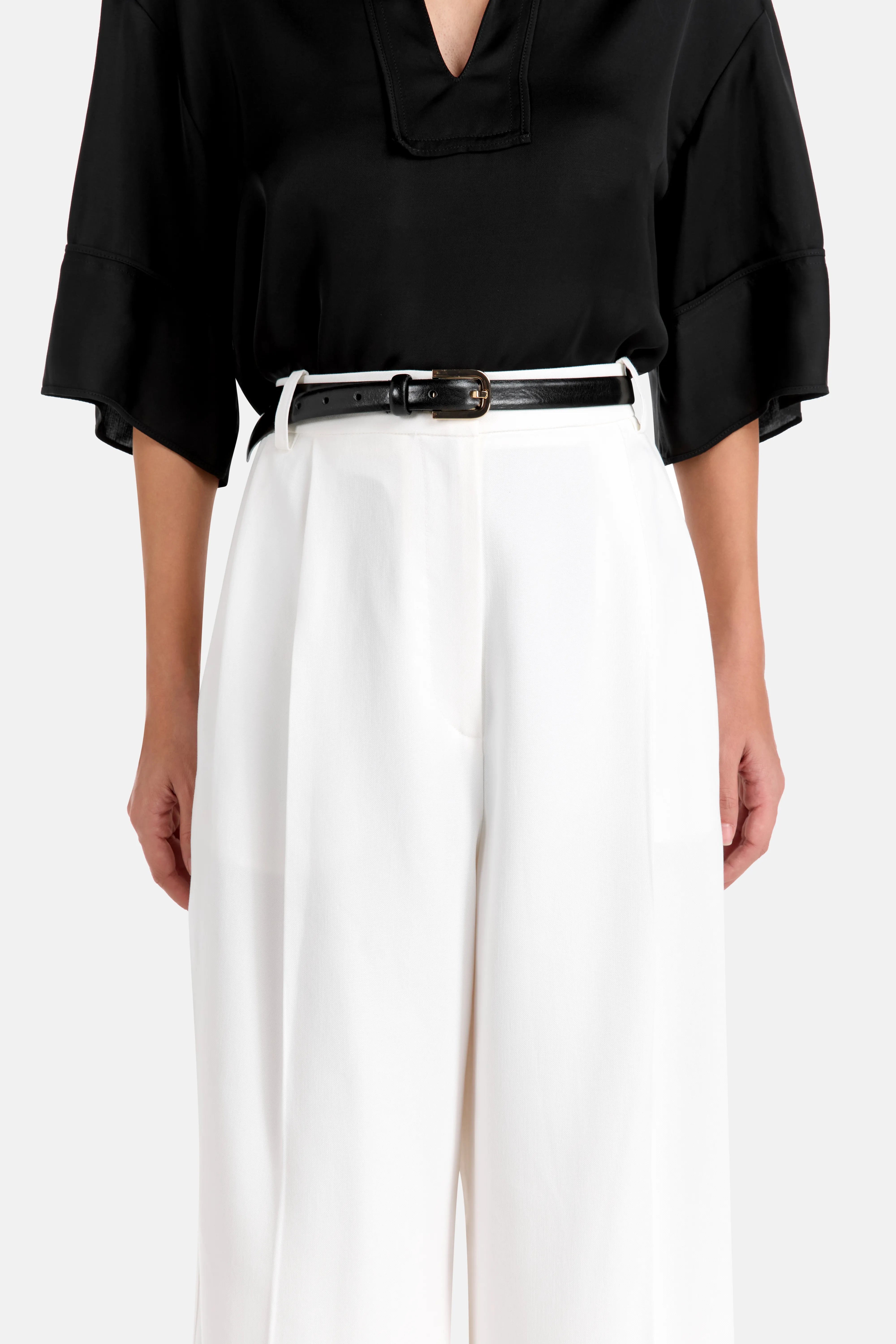 Helis Wide Legged High Waisted Trousers in White