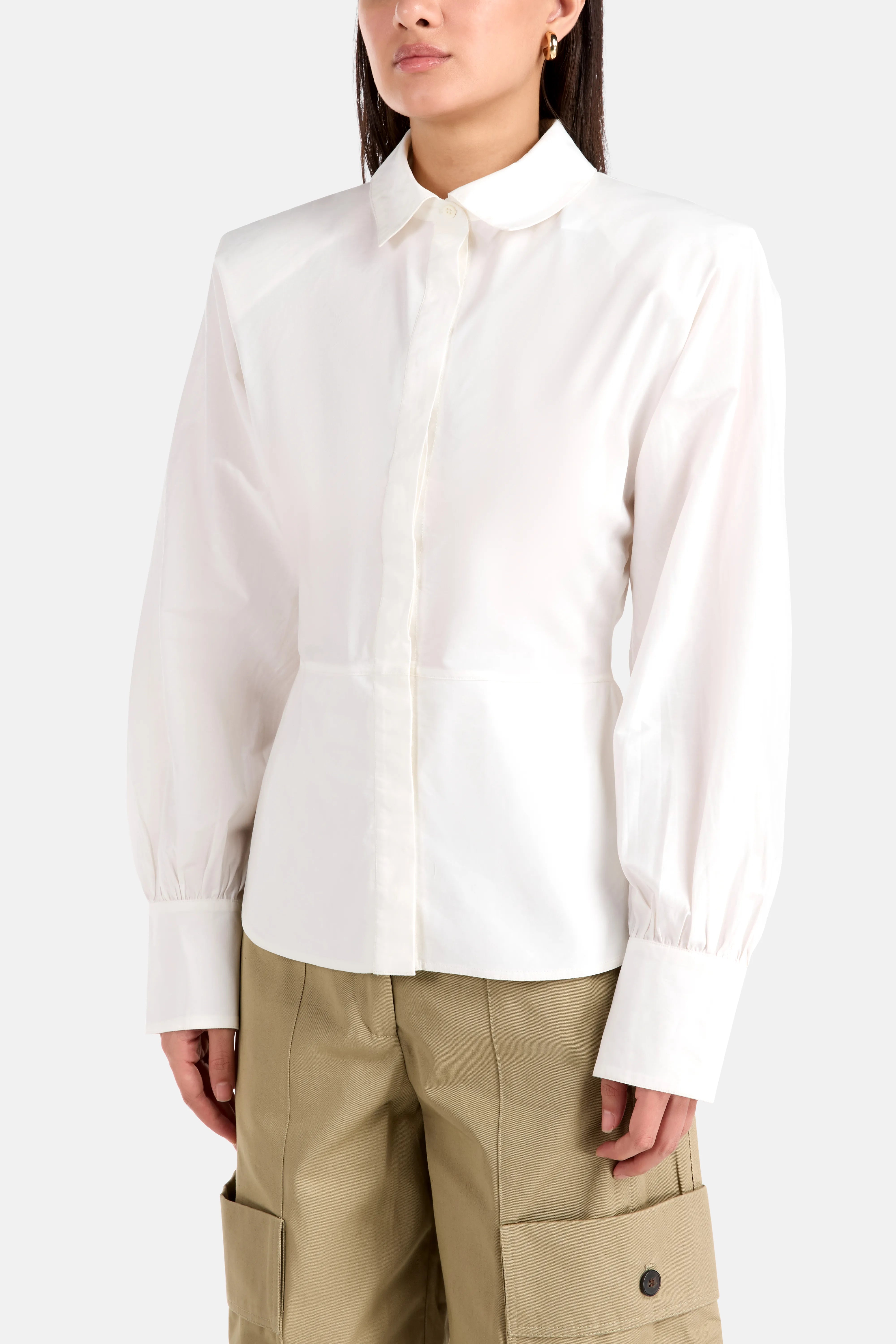 Janine Button Up Cotton Shirt in White
