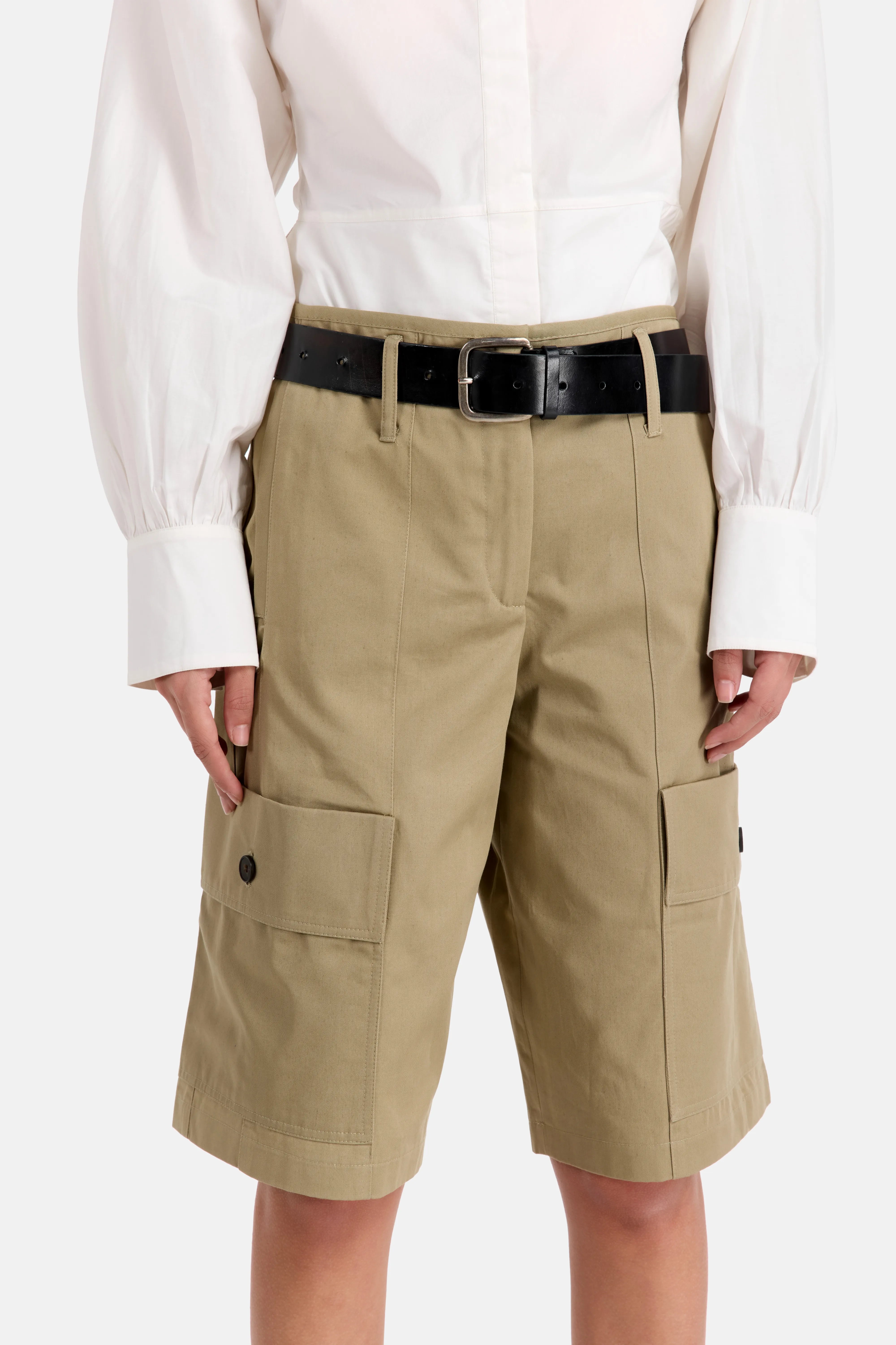 Izyra Cotton Cargo Shorts in Beige