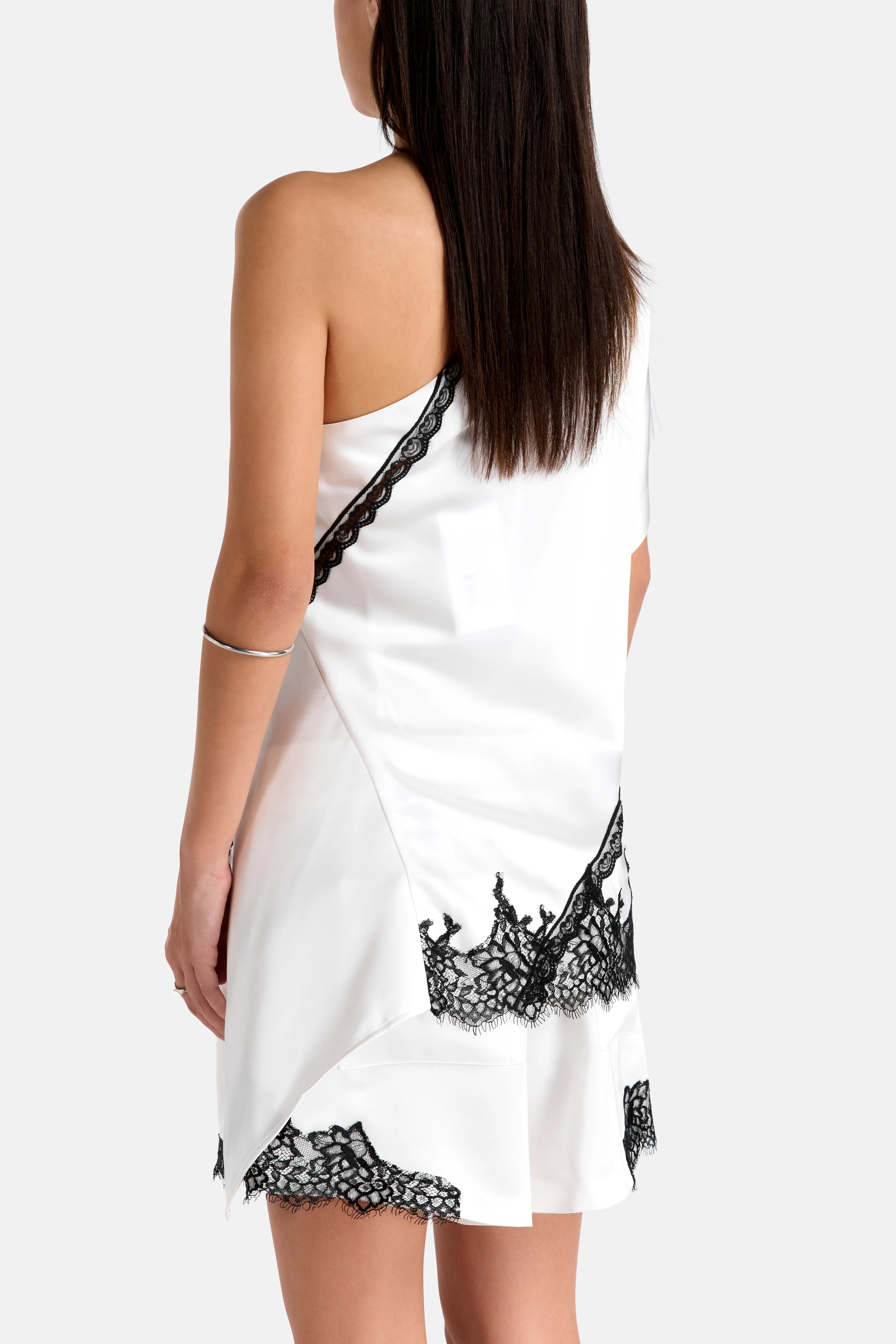 Topazi One Shoulder Lace Top in White