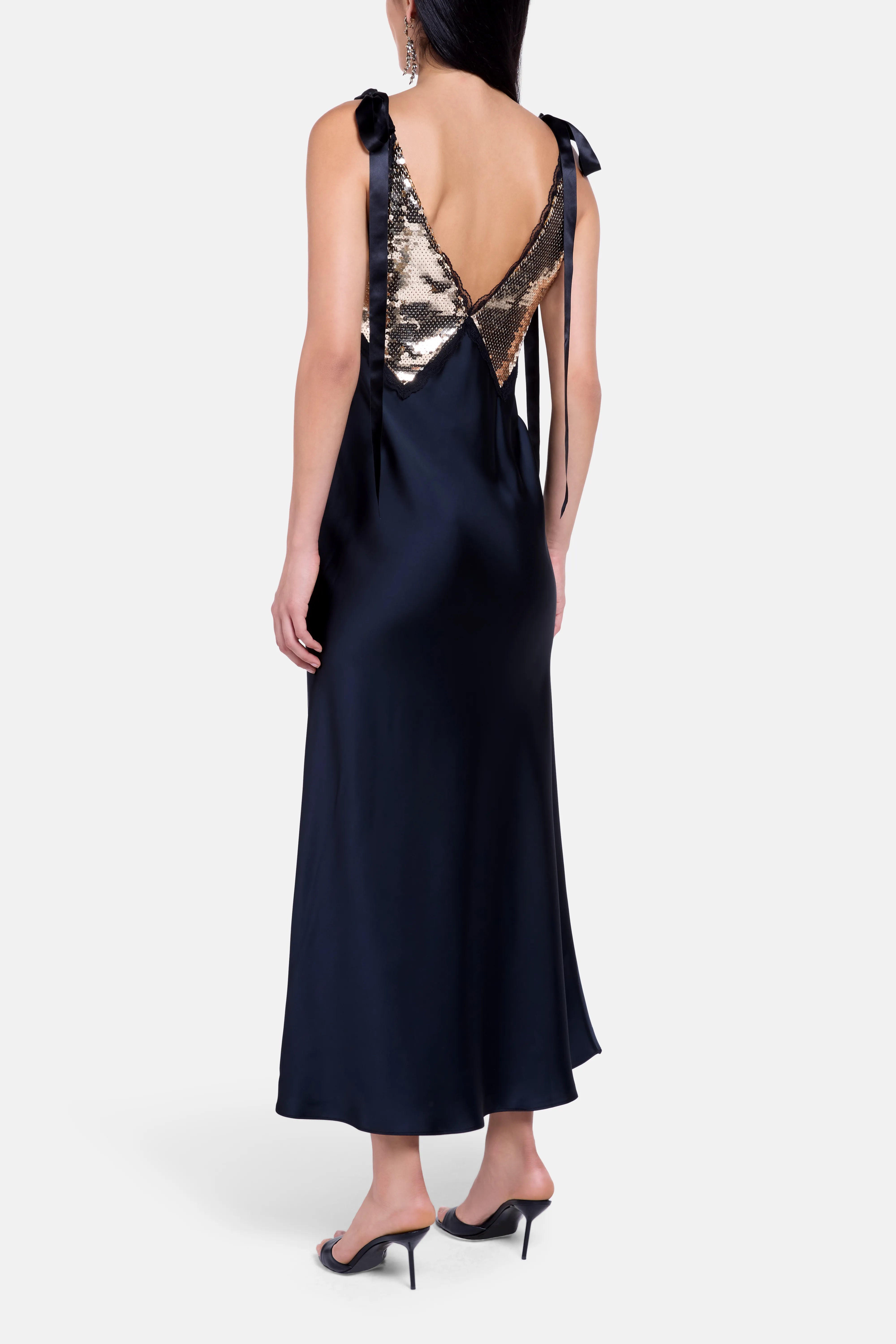 Talissa Sequins Sleeveless Evening Dress In Black