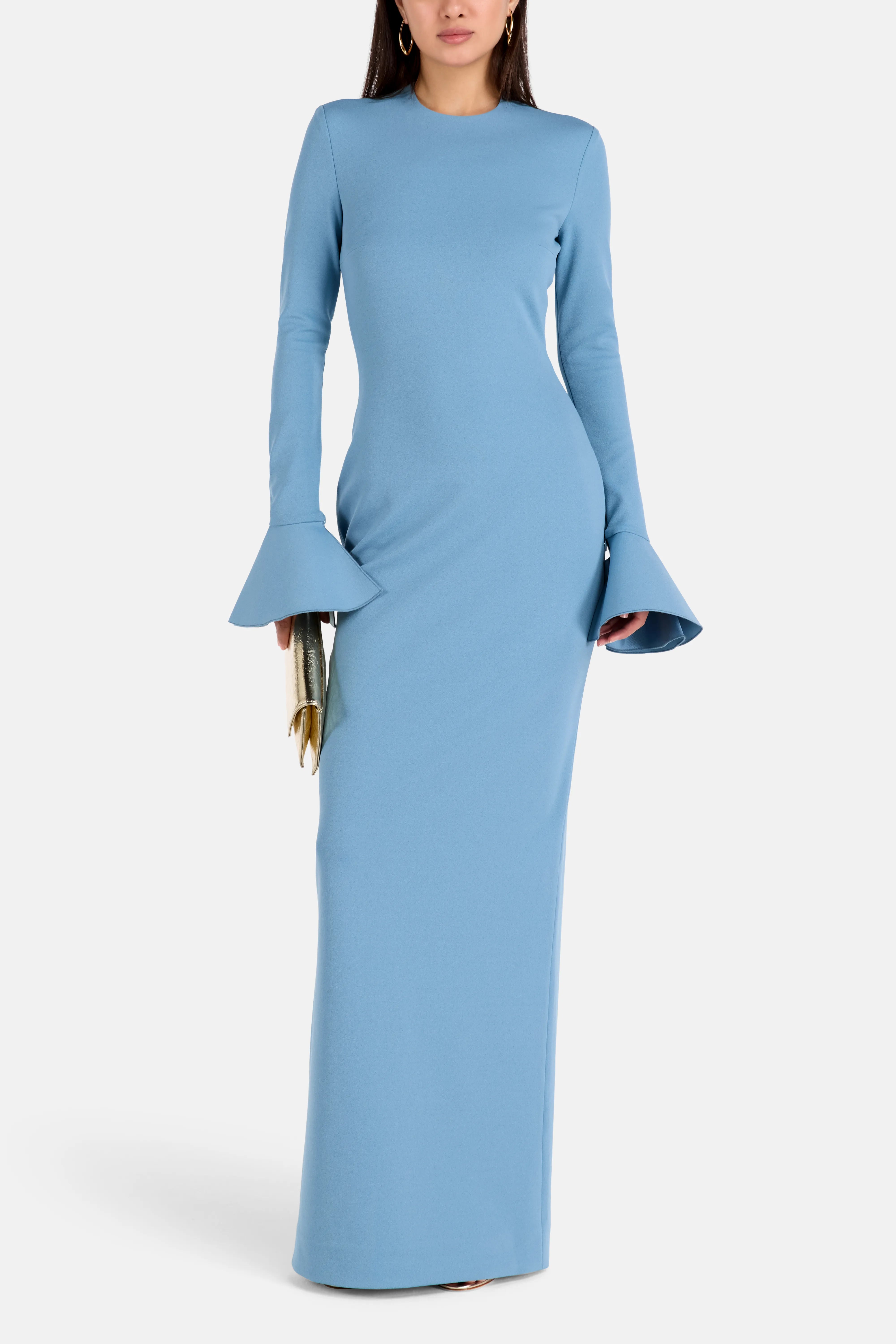 Alicia Long Sleeves Evening Dress in Blue