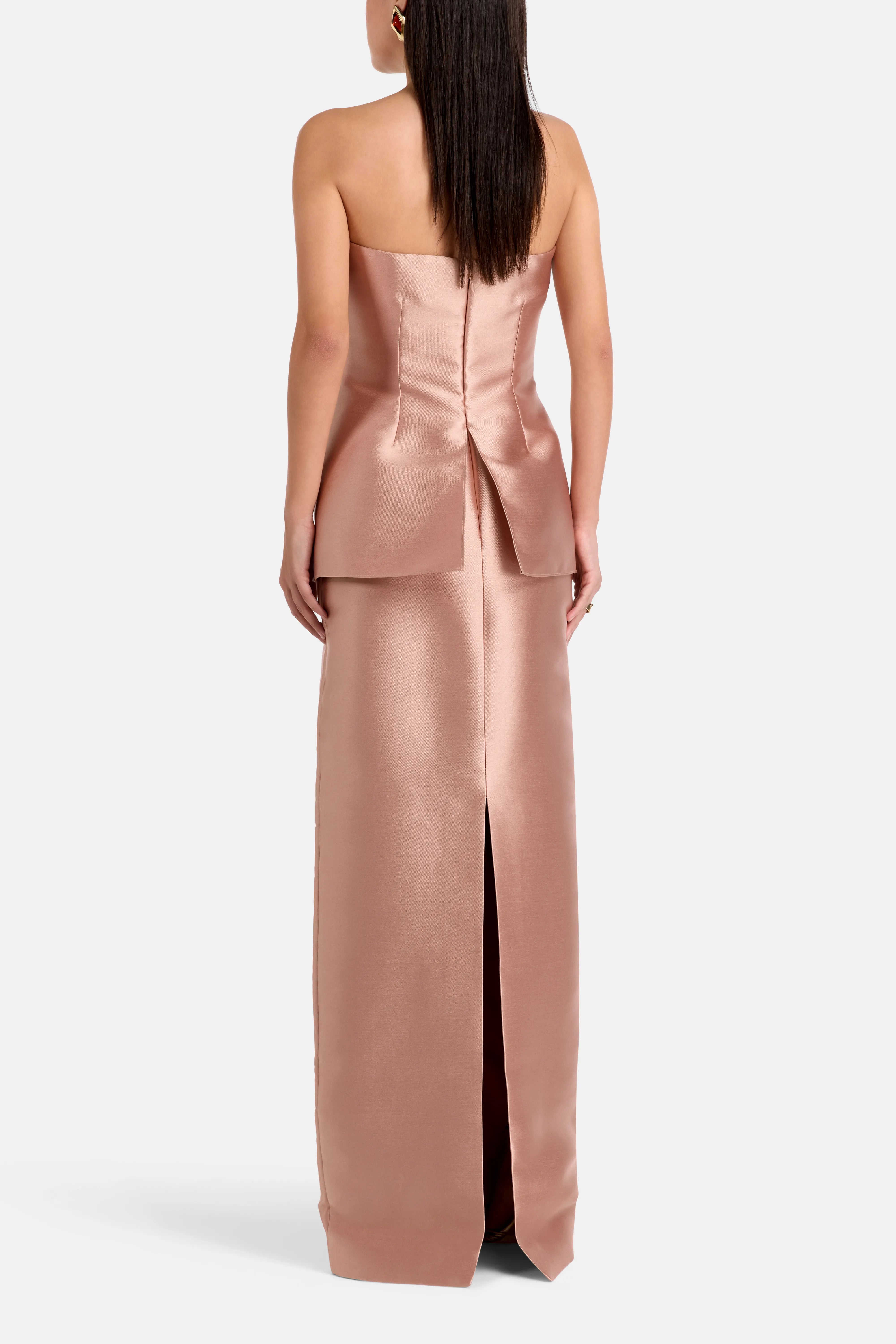 Lucille Strapless Evening Dress in Beige