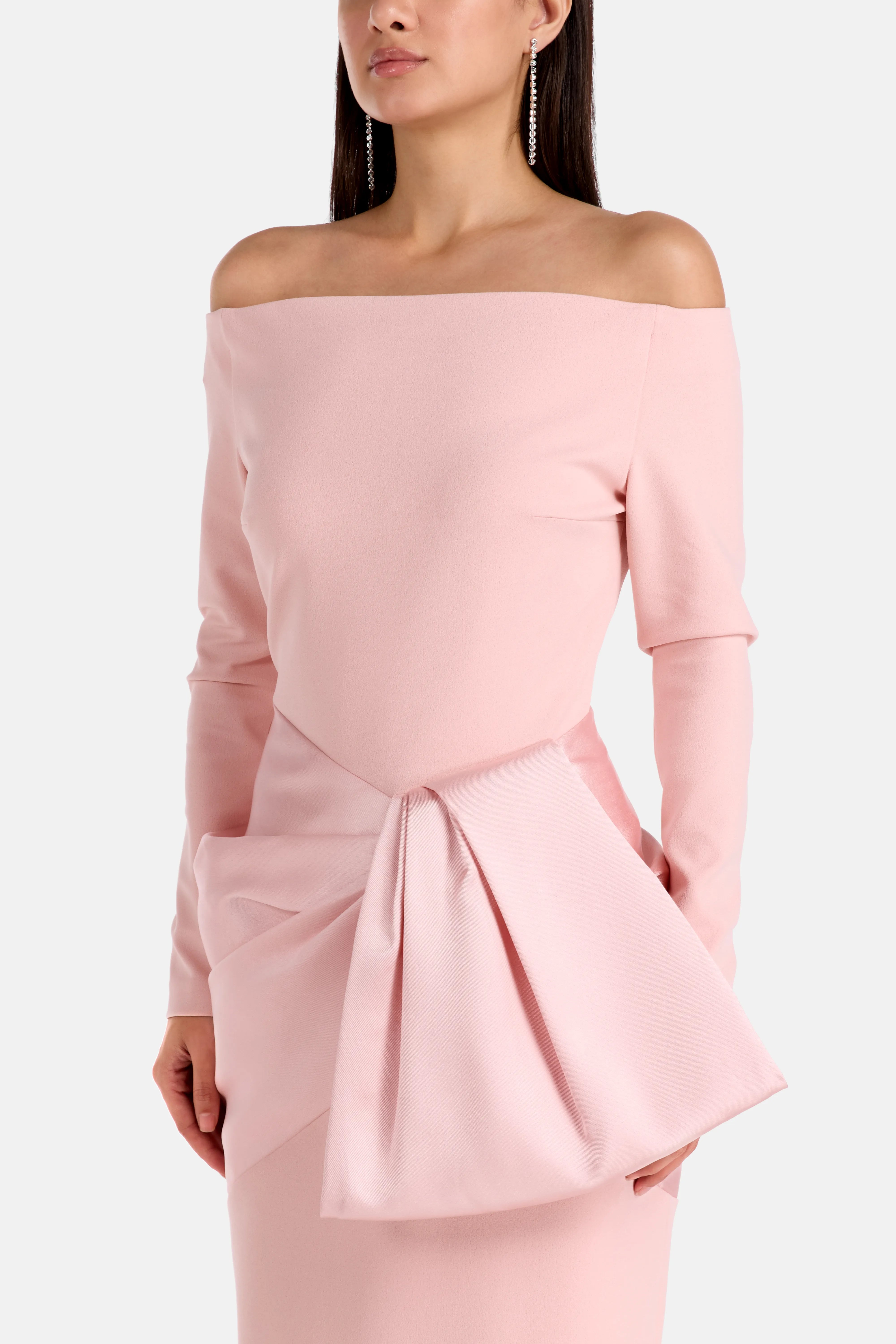 Rhianne Midaxi Off Shoulder Evening Dress in Pink