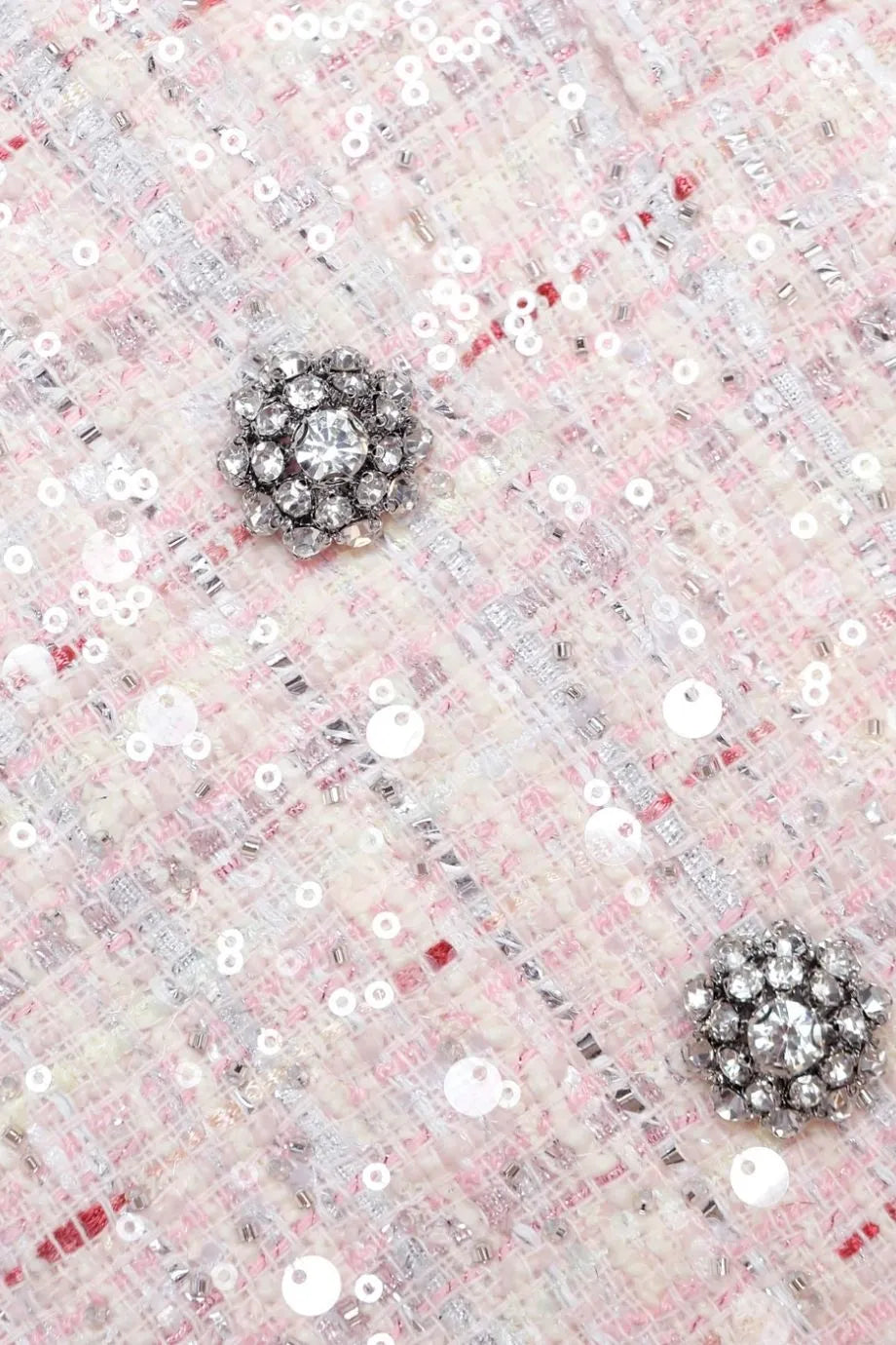 Sequin Boucle Cropped Jacket in Pink