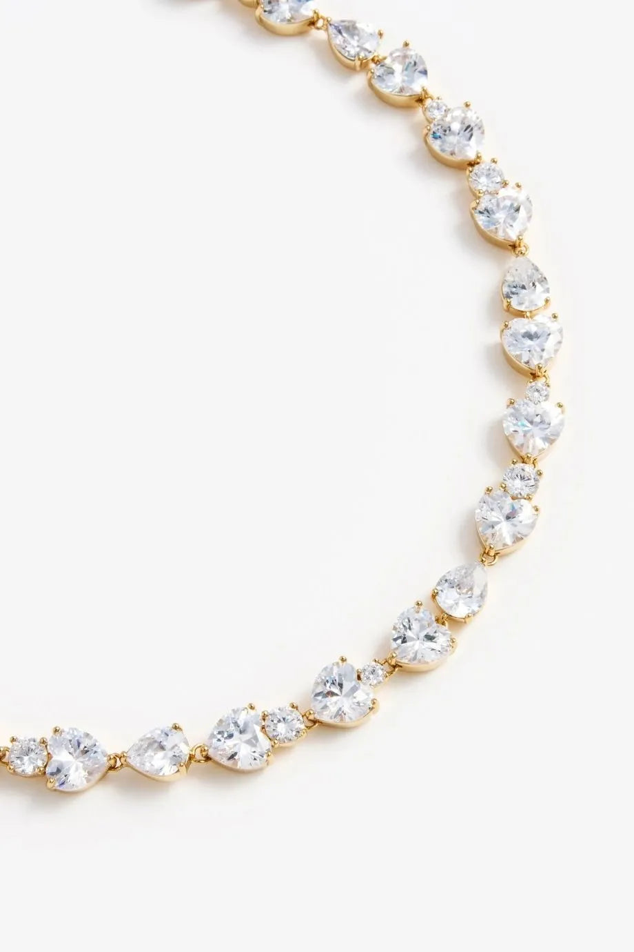 Heart Crystal Necklace in Gold