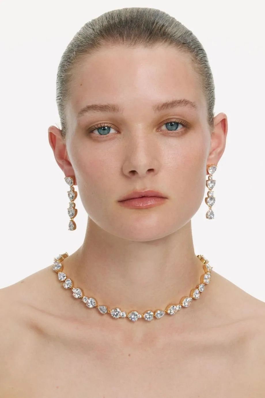 Heart Crystal Necklace in Gold
