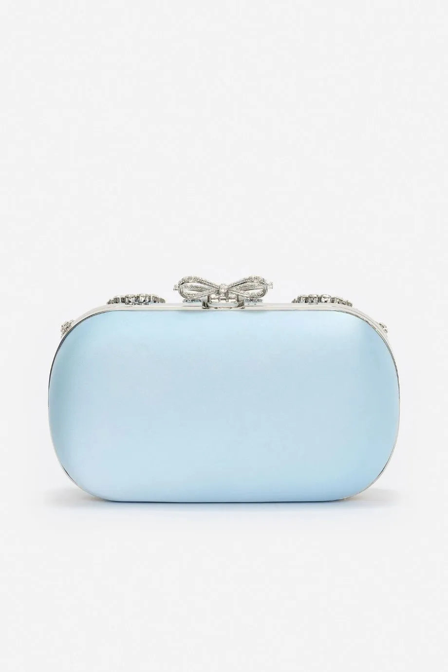 Satin Multi Crystal Clutch Bag in Blue