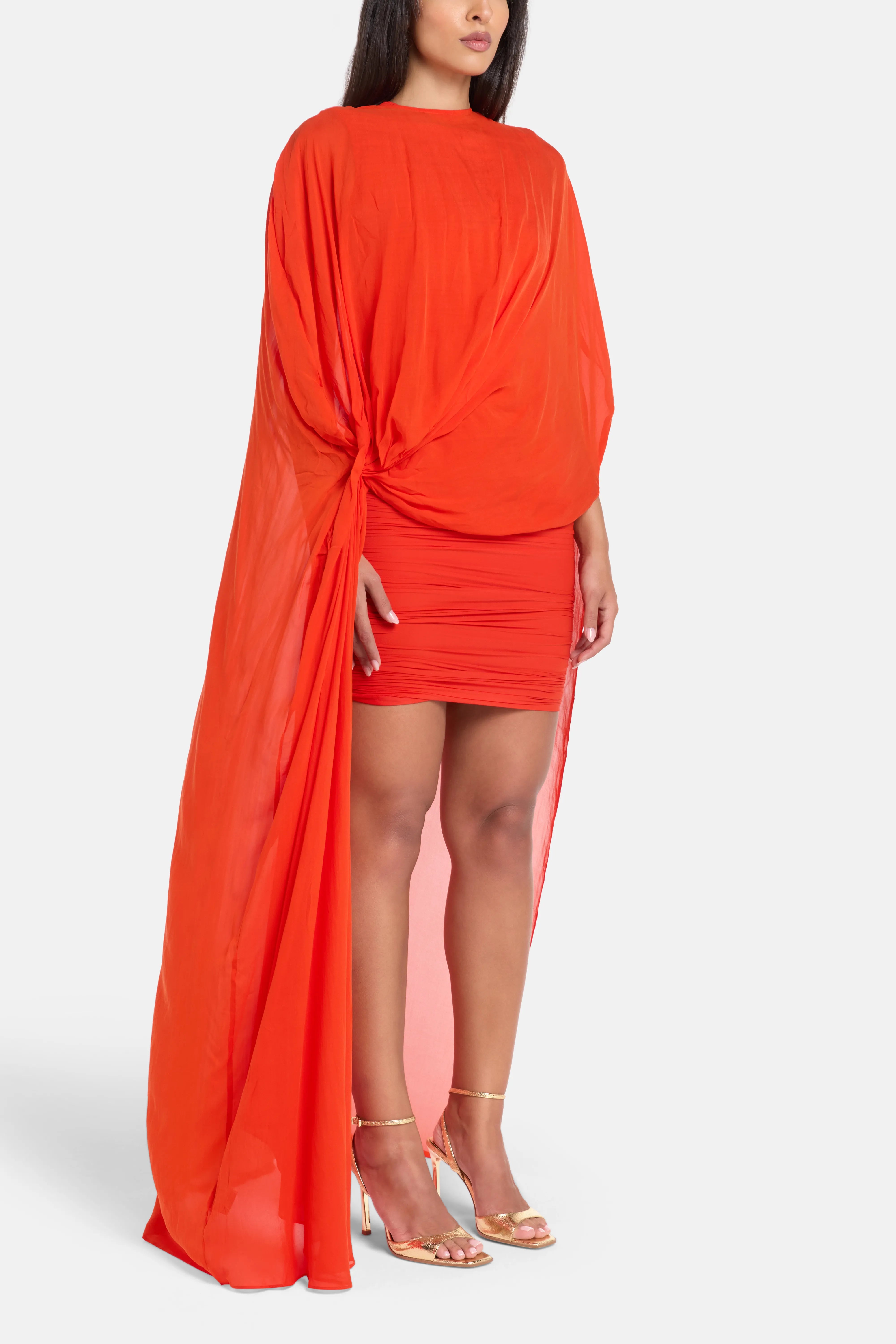 Sloane Chiffon Mini Dress in Red