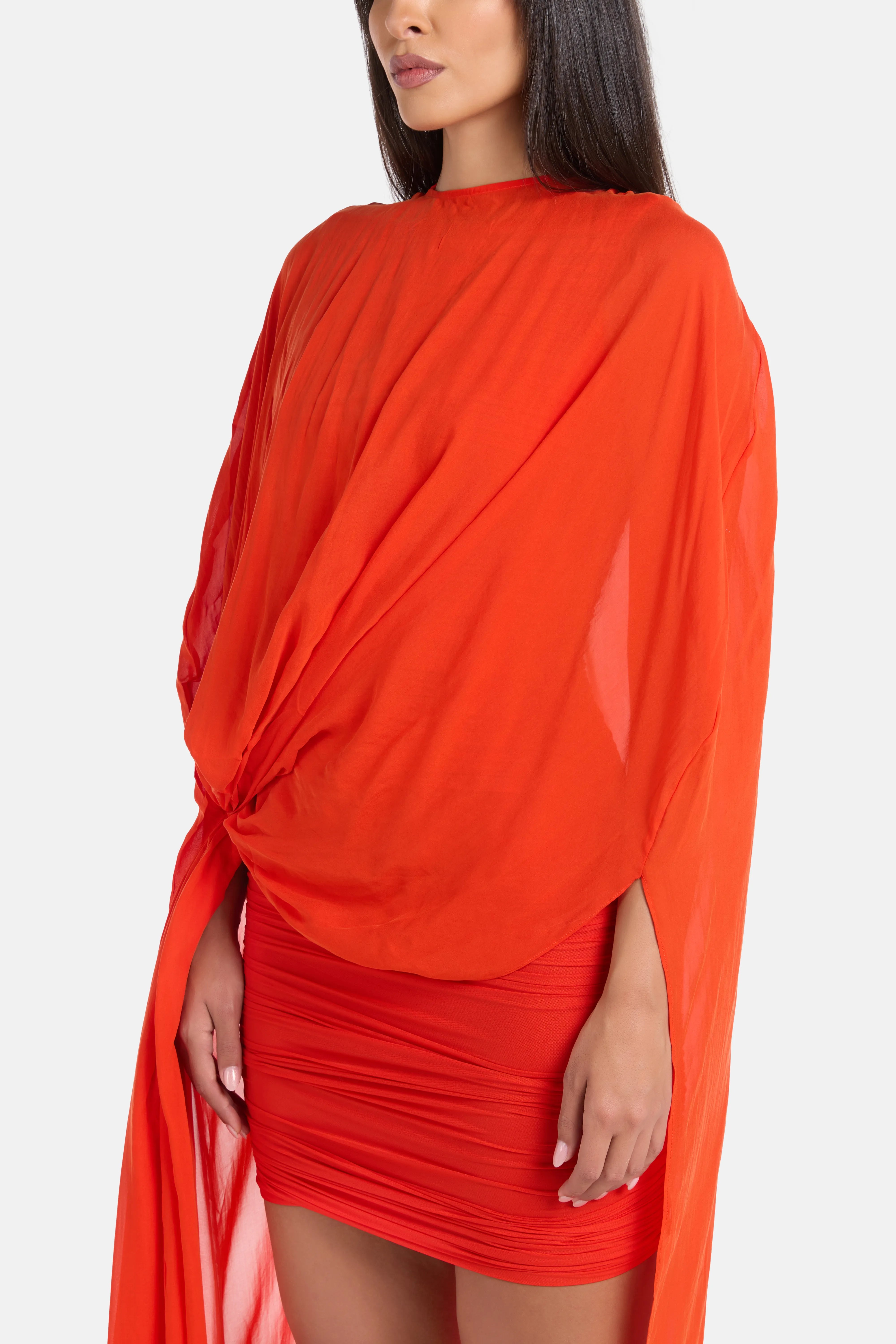 Sloane Chiffon Mini Dress in Red