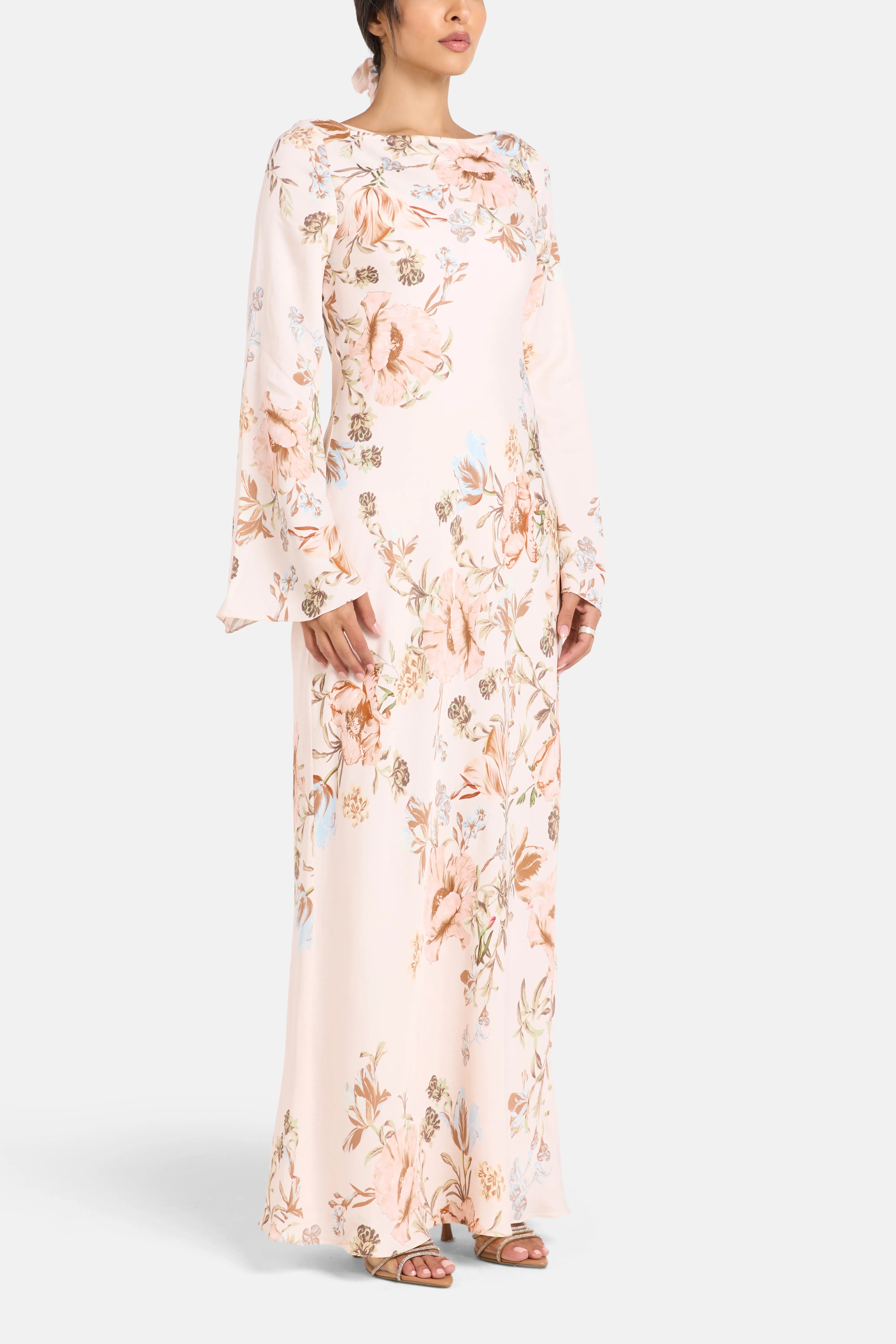 Ezra Floral Maxi Dress in Beige