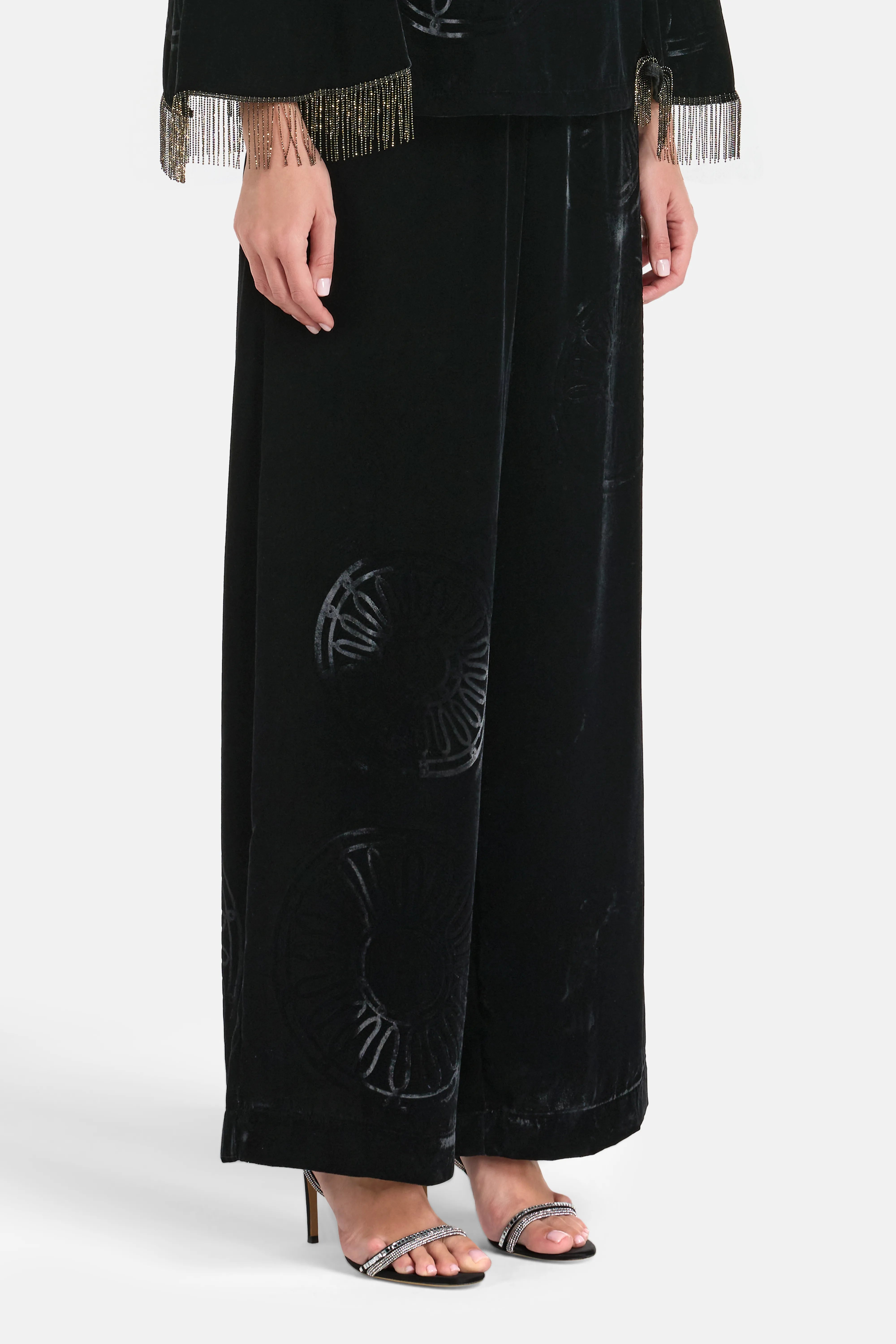 Kyma Imposed Silk Velvet Blend Trousers in Black