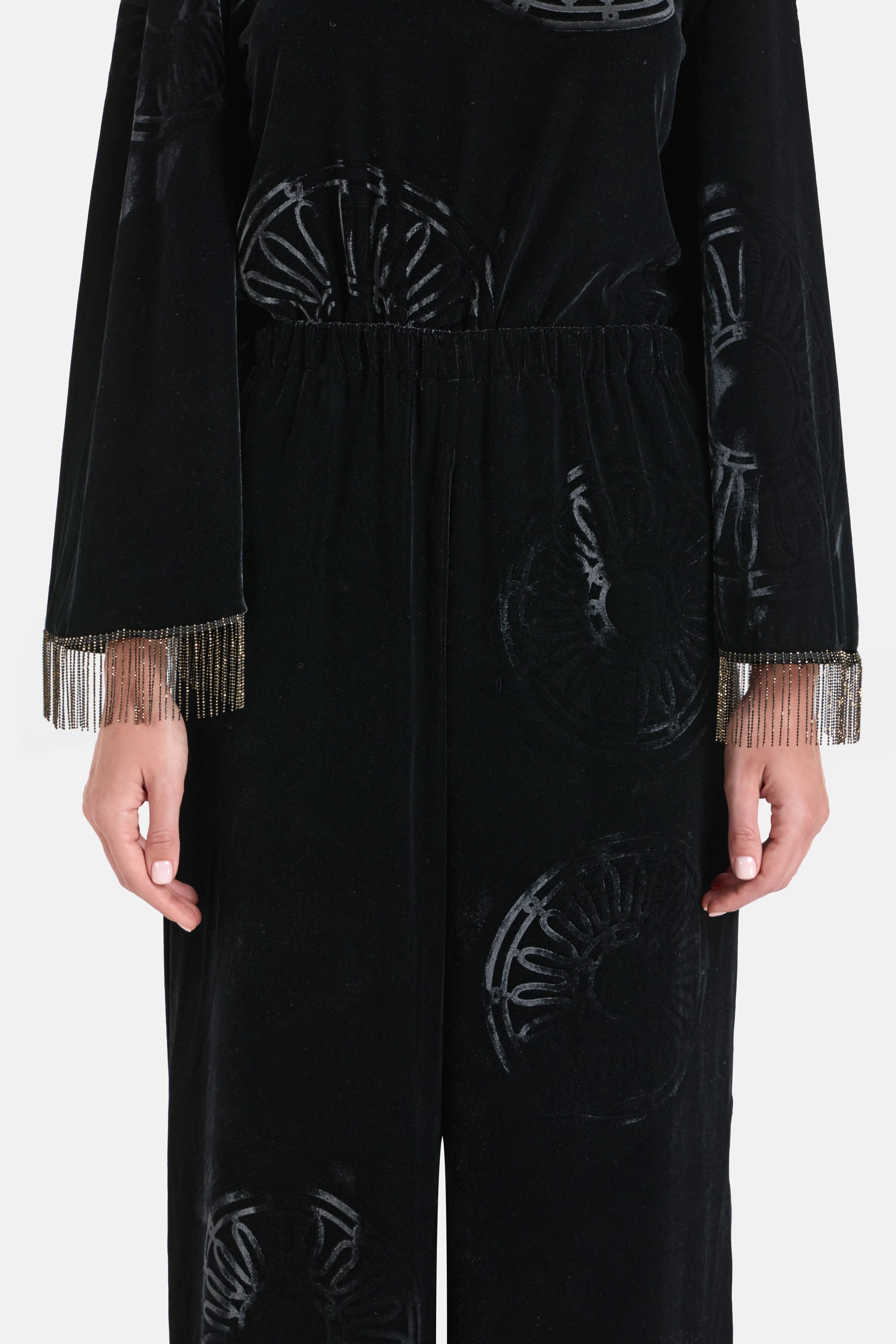 Kyma Imposed Silk Velvet Blend Trousers in Black