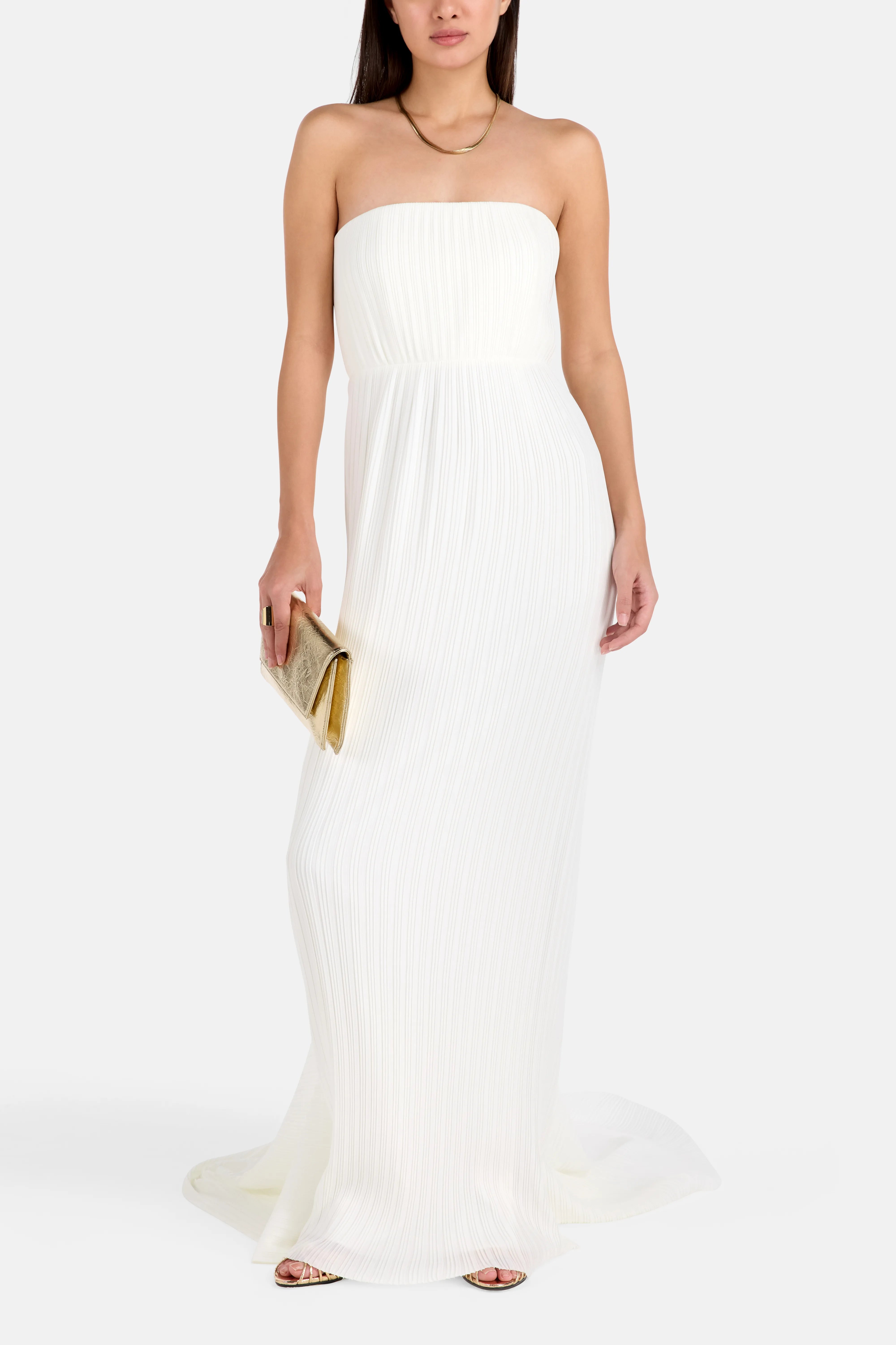 Harlee Strapless Evening Gown in White
