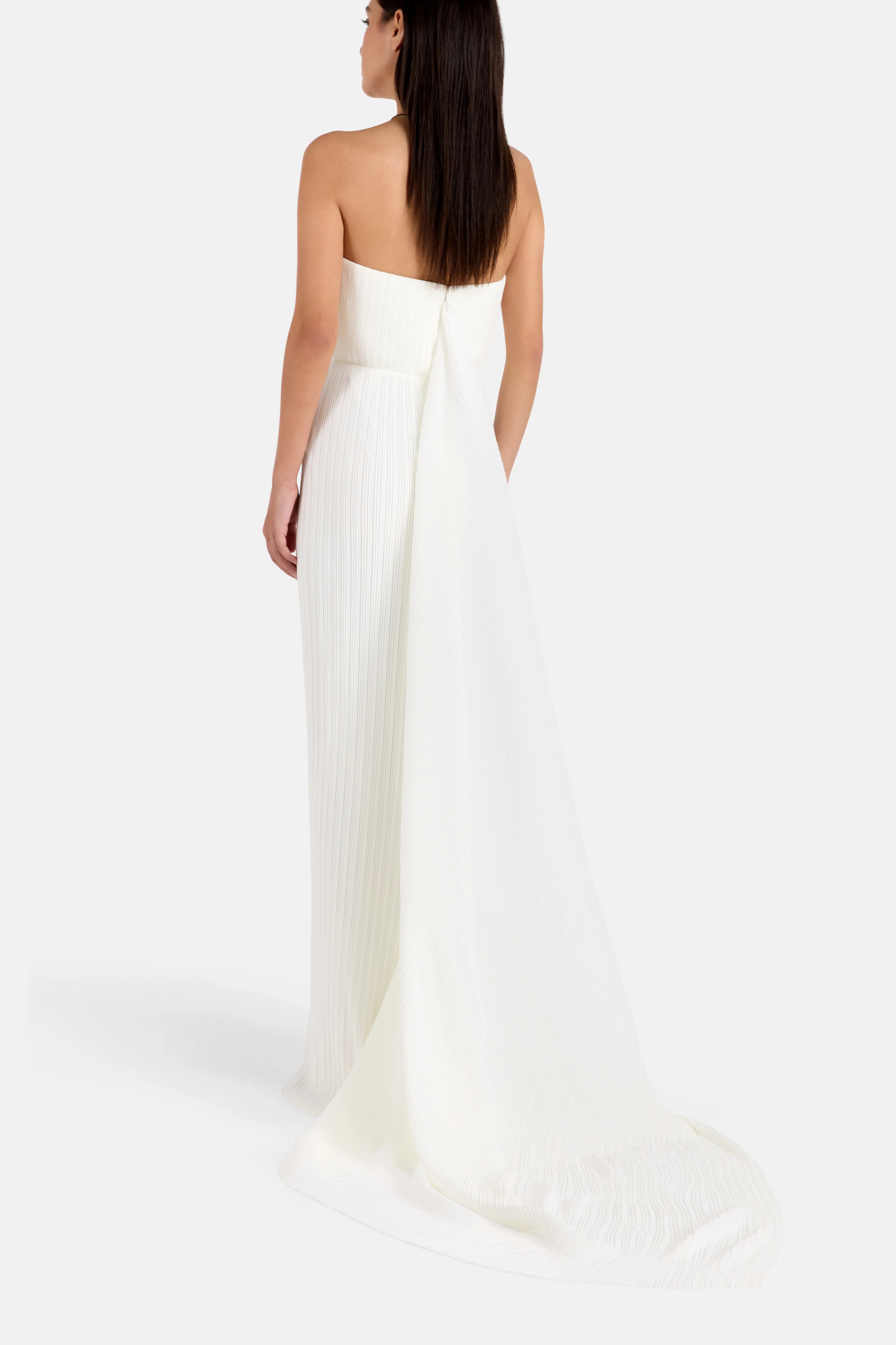 Harlee Strapless Evening Gown in White
