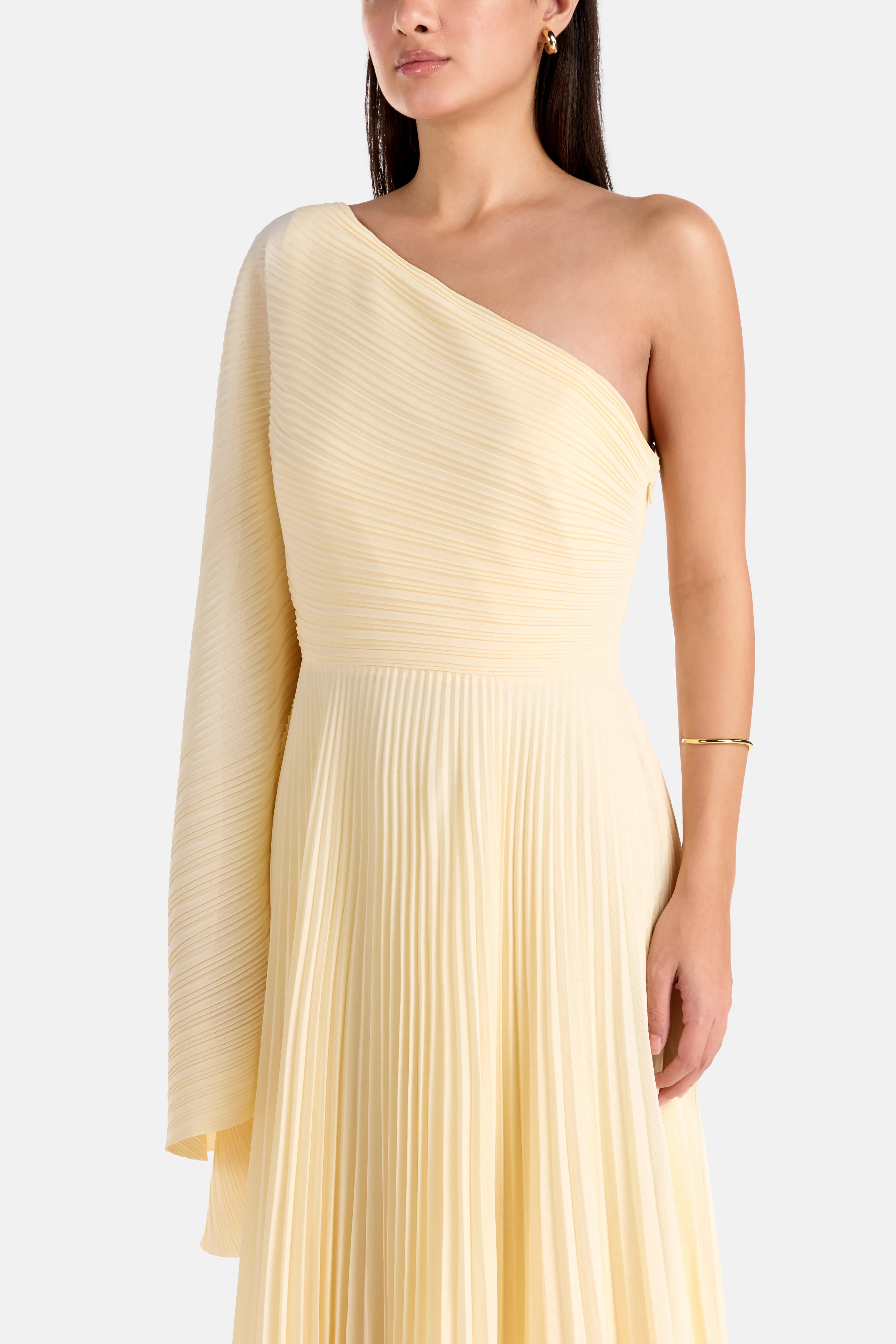 Maci One Shoulder Evening Dress in White