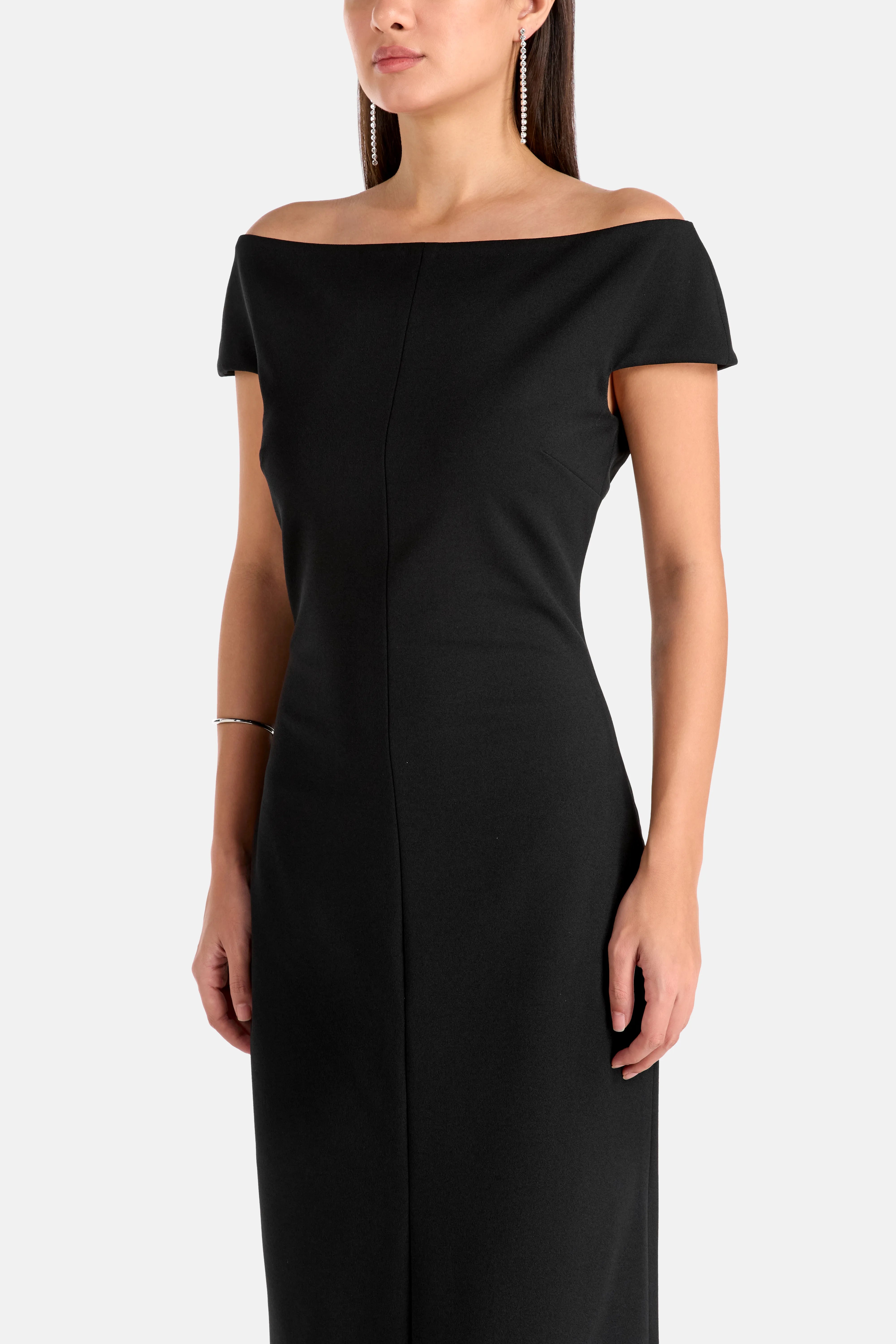Kyra Off Shoulder Evening Dress in Black