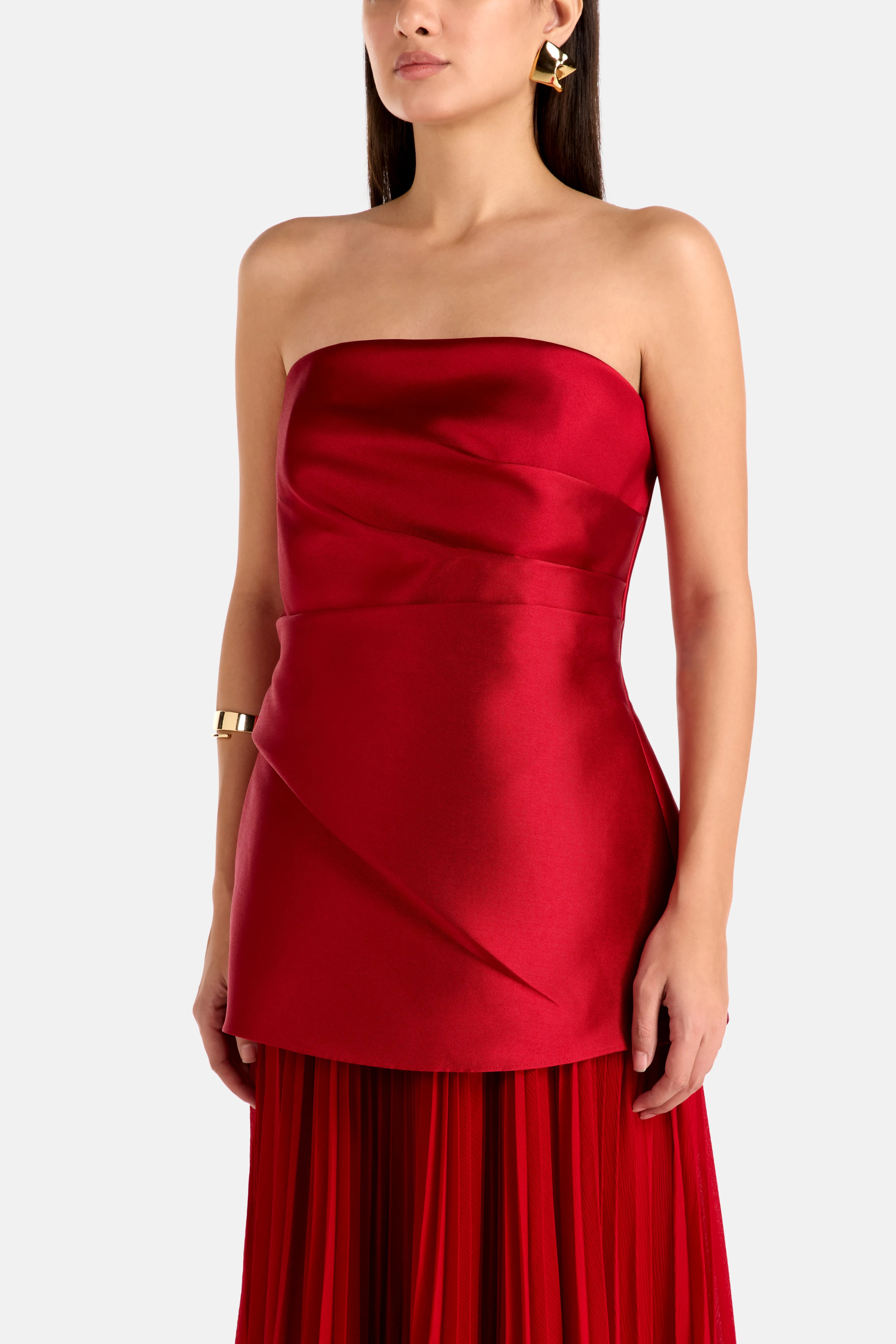 Claudette Strapless Evening Dress in Red