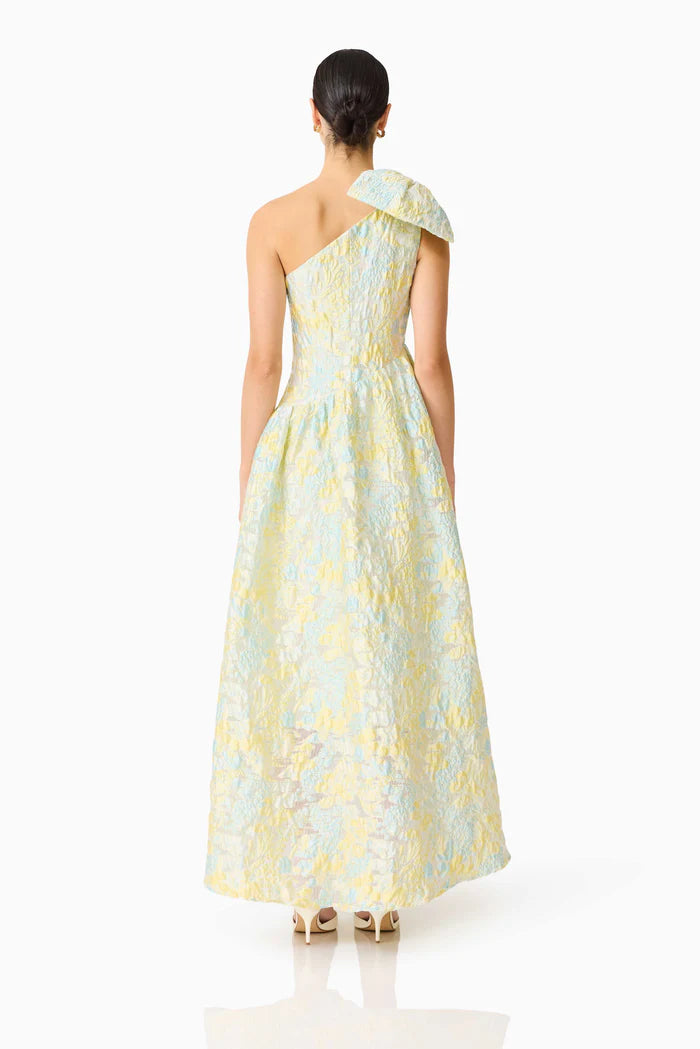 Penelope Asymmetrical One Shoulder Floral Maxi Dress in Yellow