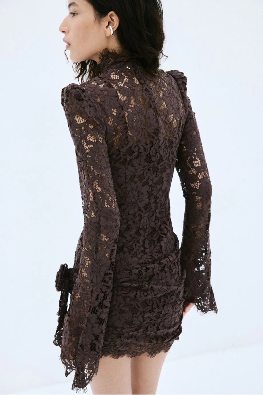 Bodita Cotton Lace Mini Dress in Brown