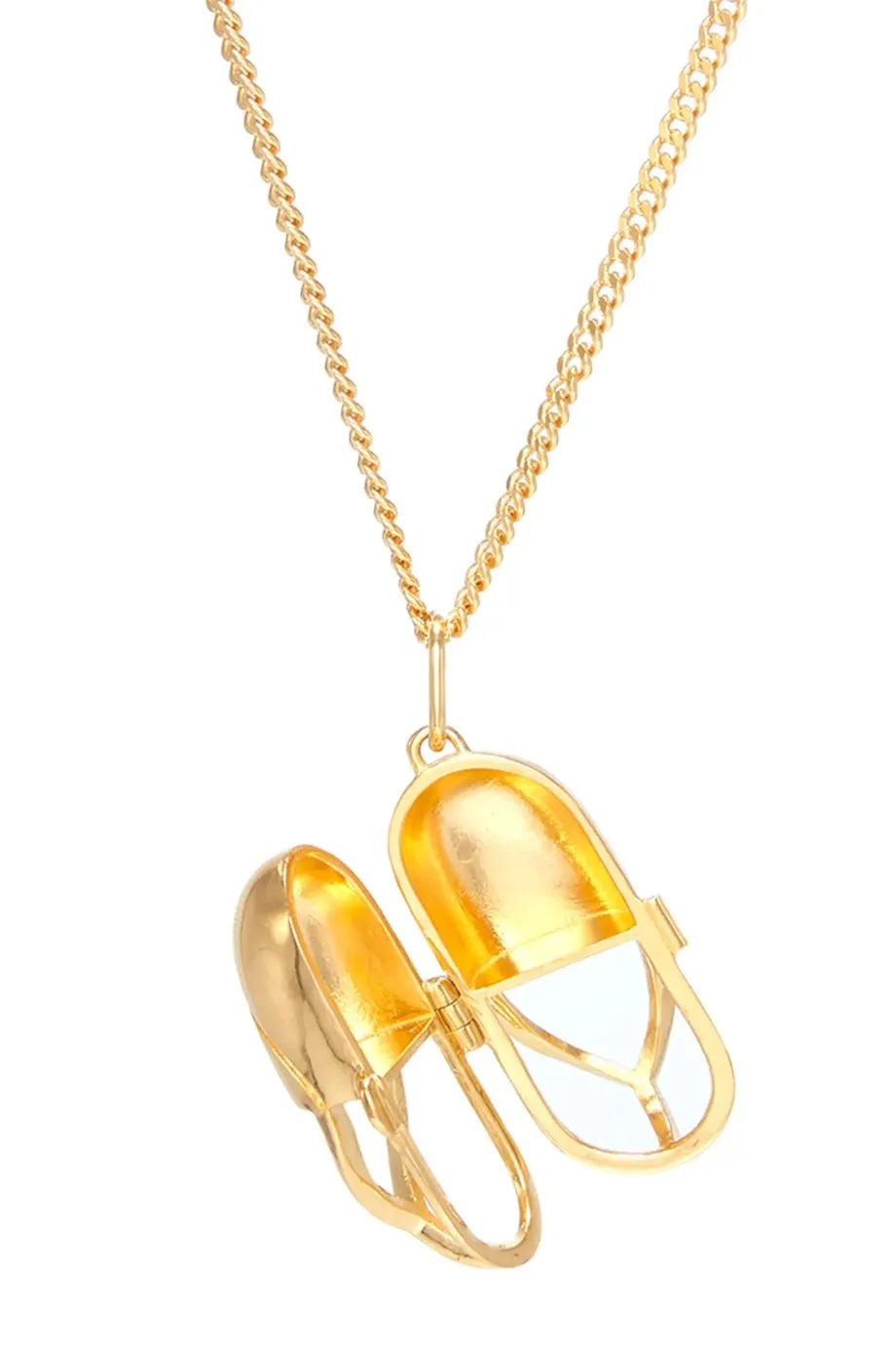Capsule Crystal Pendant Necklace in Gold