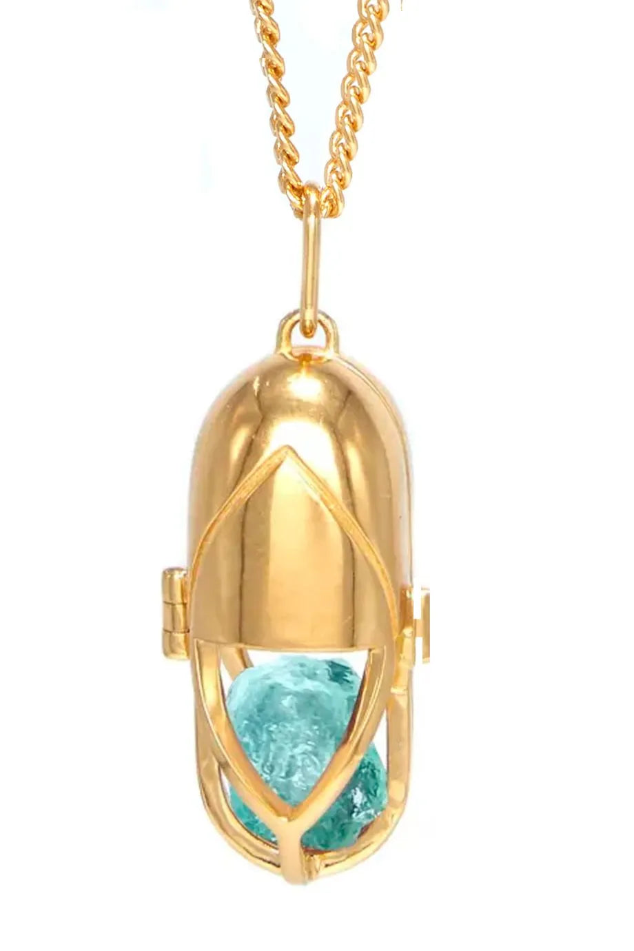 Capsule Crystal Pendant Necklace in Gold